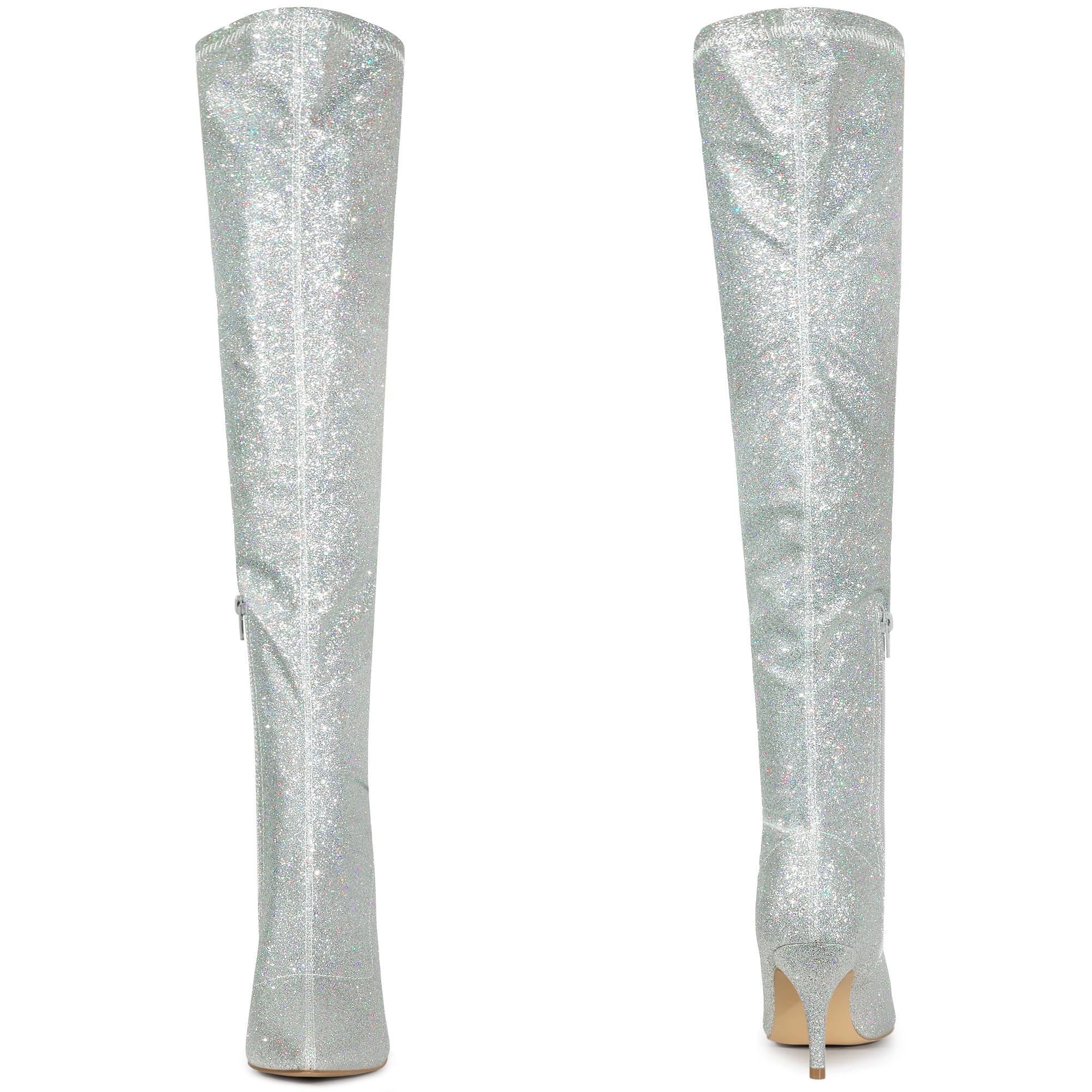 Sexy Glitter Thigh High Boots for Women - Stiletto Heel Over The Knee Boots for Party, Night Out & Special Occasions