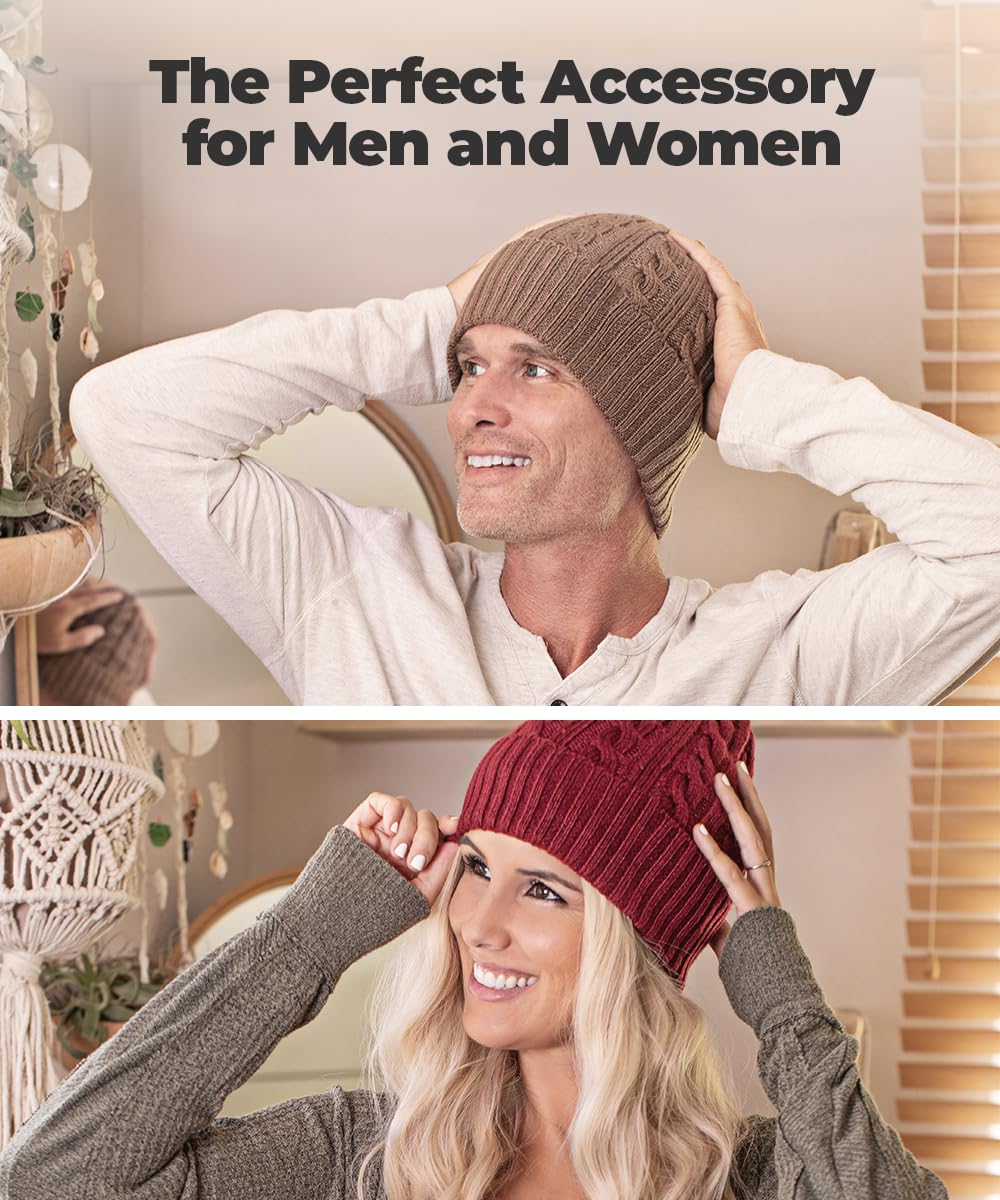 Revony Cable Knit Beanie for Women & Men - Soft Warm Winter Hat with Cashmere Feel - Perfect for Skiing, Snowboarding & Outdoor Activities