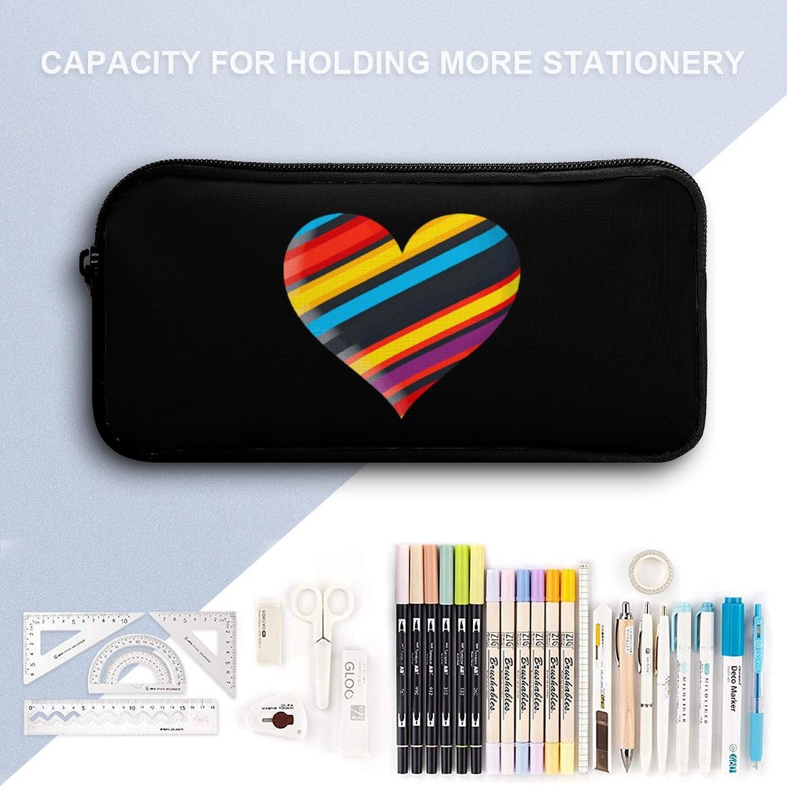 LGBTQ+ Rainbow Heart Print 3-Piece Backpack Set - Laptop Backpack, Lunch Bag & Pencil Case for School, Work & Pride Events | Water-Resistant & Durable