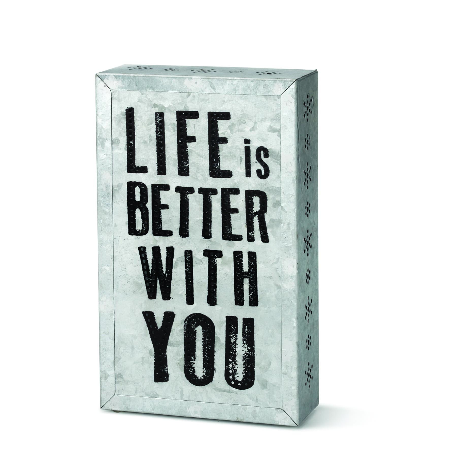 DEMFU Life is Better with You Metal Wall Art - Romantic Home Decor for Living Room, Bedroom & Office - Perfect Housewarming Gift for Couples