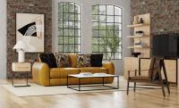 Corvara Caramel Sofa - Modern 3-Seater Leather Couch for Living Room, Home Theater & Office - Comfortable Mid-Century Design with Sturdy Wooden Frame