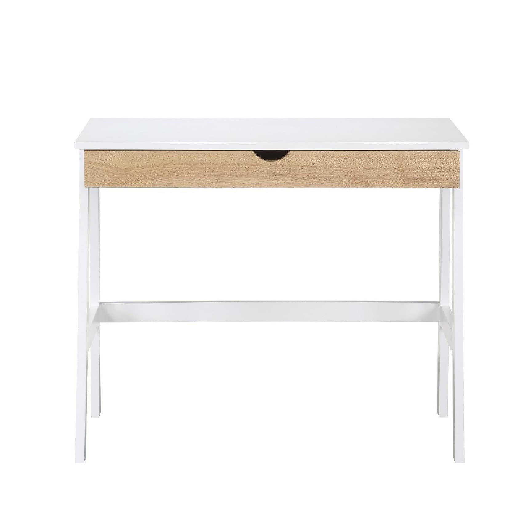 Modern White Vanity Desk with Spacious Tabletop & Large Drawer - Stylish Home Office Writing Table for Women, Workstation, Makeup Dressing & Study Desk - Perfect for Small Spaces & Bedroom Decor