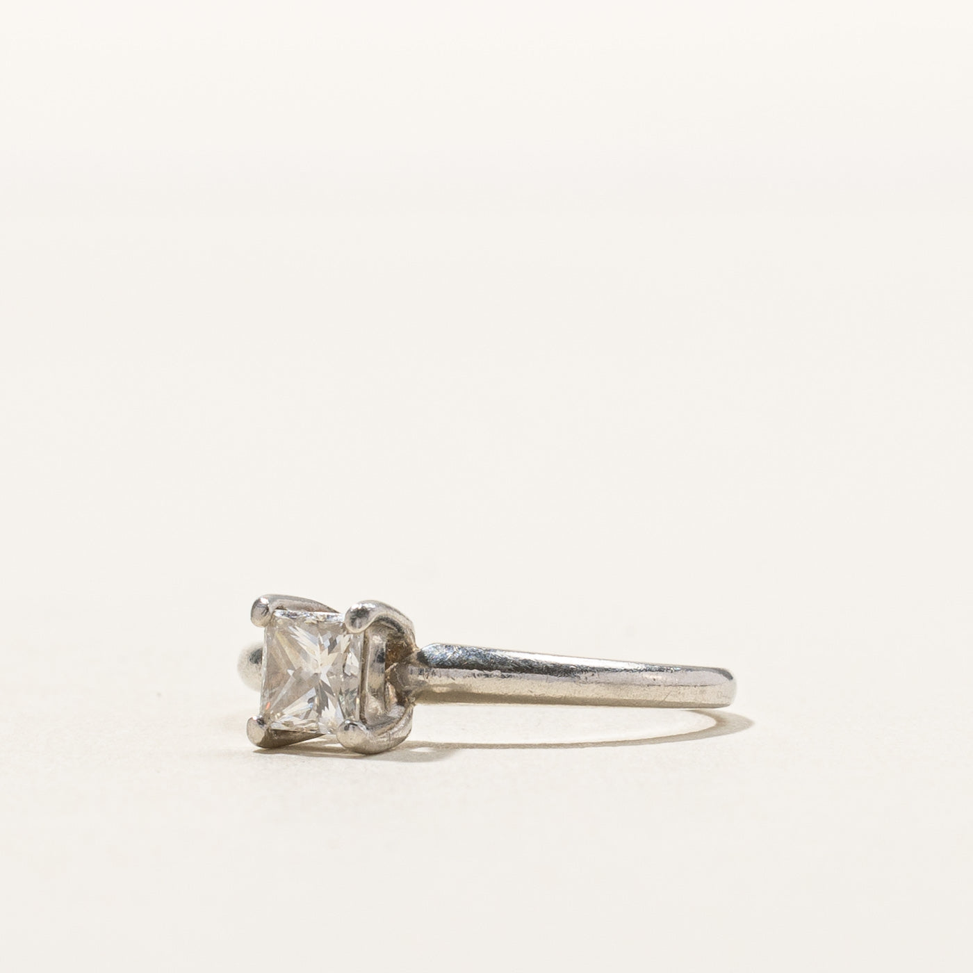 Solitaire Princess Diamond Ring - 0.40 Carat Round Cut Diamond Engagement Ring in 14K White Gold, Size 3.75 | Perfect for Proposals, Anniversaries & Special Occasions