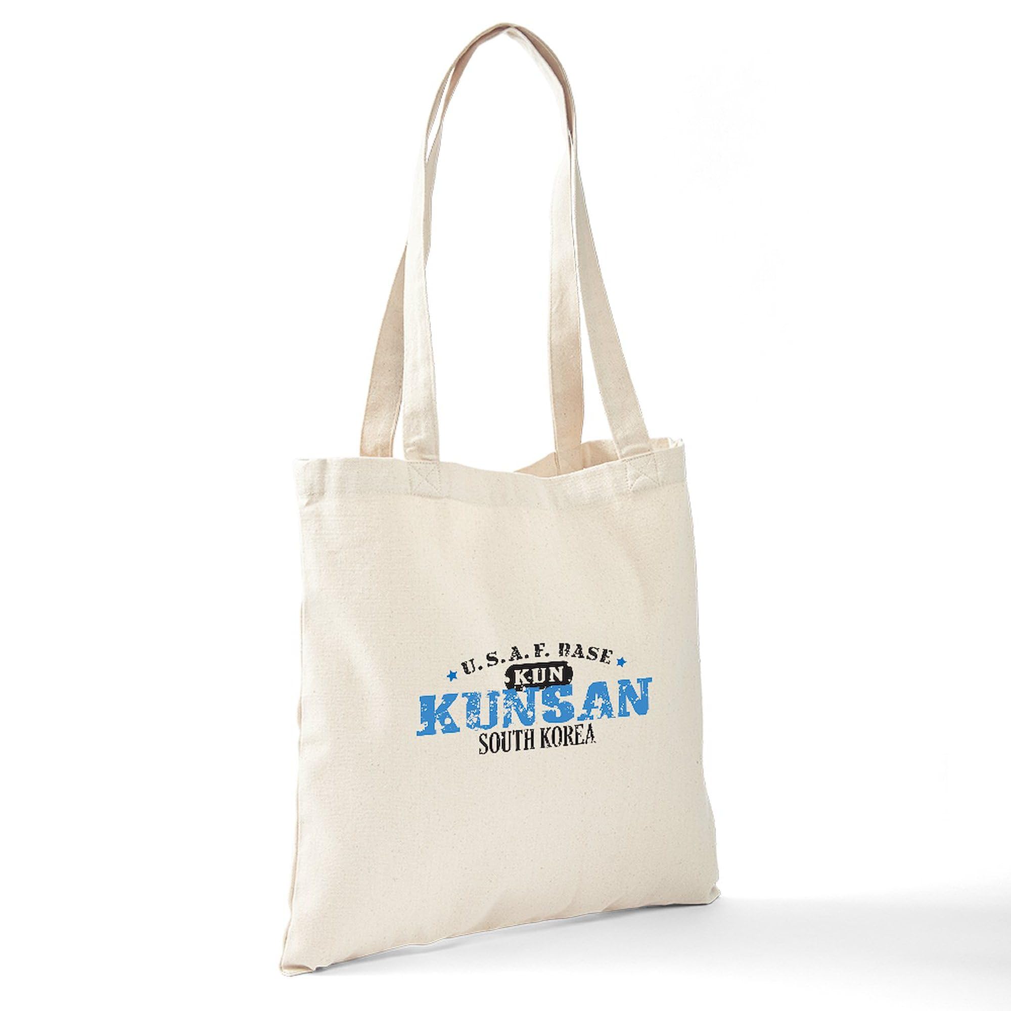 Kunsan Air Force Base Tote Bag - Natural Canvas Reusable Shopping Bag for Military Supporters, Commissary & PX Shopping, Beach Trips & Daily Errands