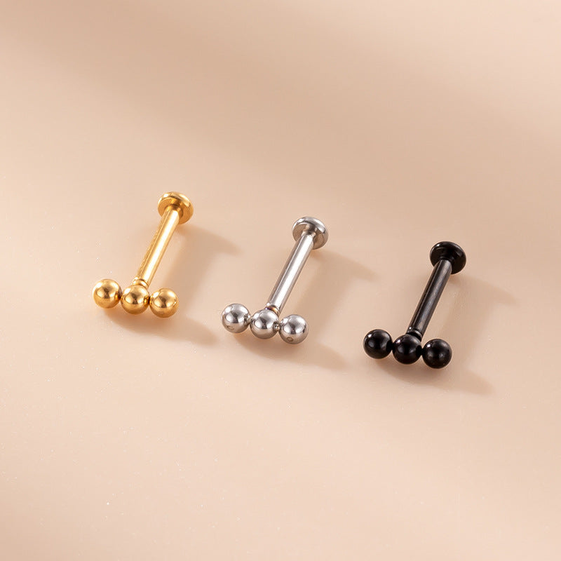 16G Gold Bead Labret Stud Flat Back Earring for Daith Piercing - Hypoallergenic Surgical Steel Jewelry for Cartilage, Helix, and Tragus Piercings | Perfect for Everyday Wear and Special Occasions