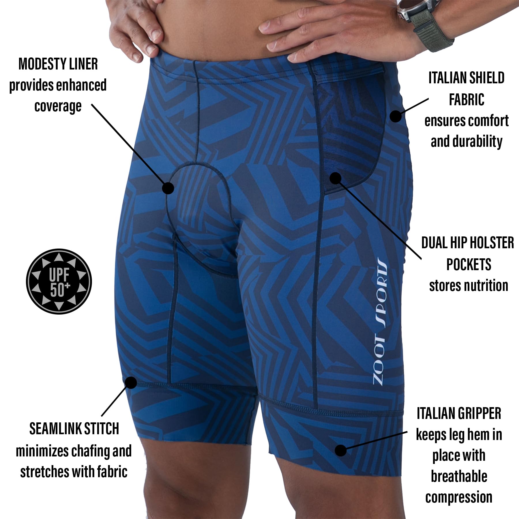 Zoot Men’s LTD 9-Inch Triathlon Shorts - Quick-Dry UPF 50+ Swim Bike Run Shorts with Padded Cycling Liner | Perfect for Triathlon Training, Endurance Cycling & Outdoor Sports