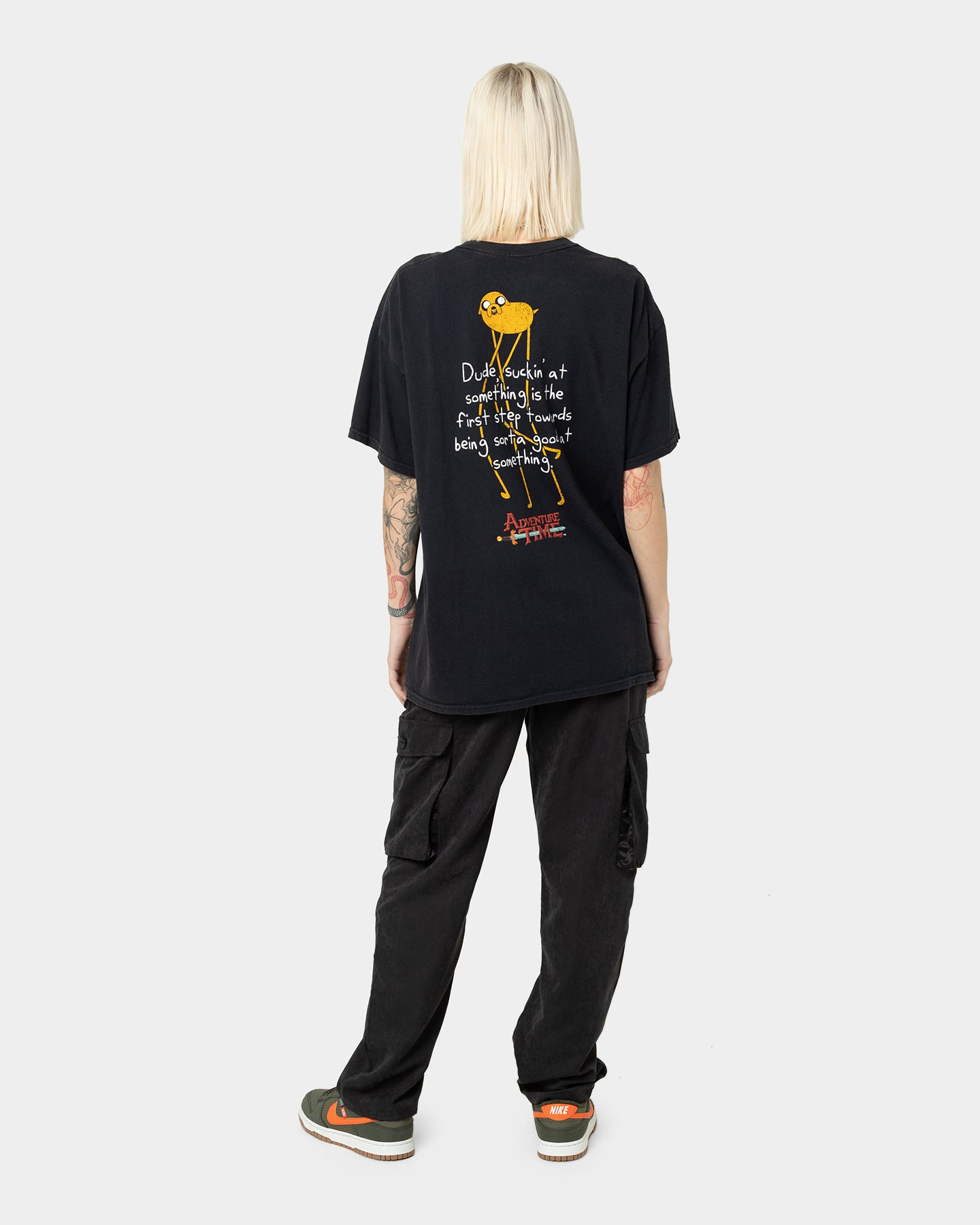 Vintage Adventure Time Jake The Dog Graphic T-Shirt - Black Wash Retro Cartoon Tee for Men & Women - Perfect for Cosplay, Casual Wear & Fan Collectibles