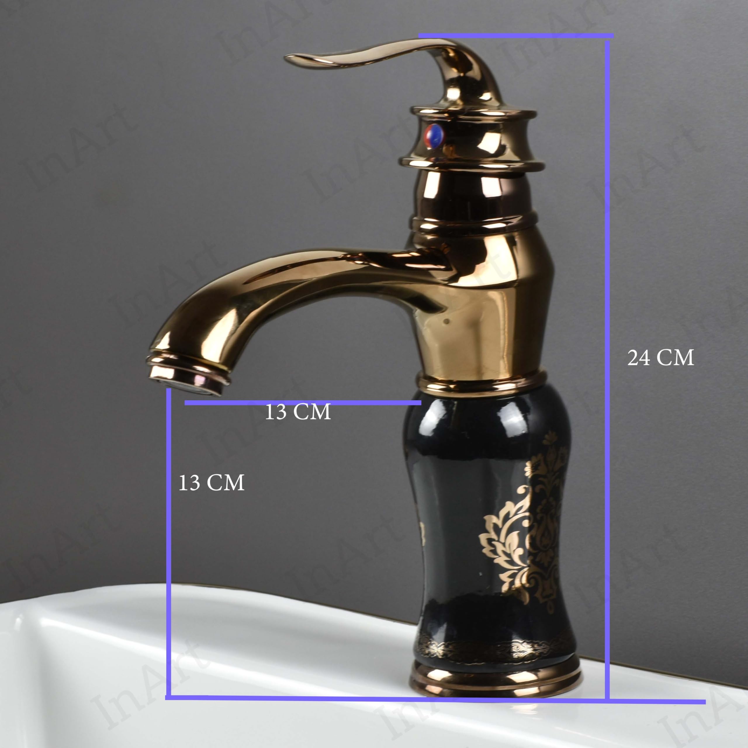 Elegant Black Rose Gold Basin Pillar Cock Faucet - Single Handle Waterfall Mixer Tap for Hot & Cold Water, Table or Deck Mount - Perfect for Modern Bathroom & Wash Basin Vanity Decor