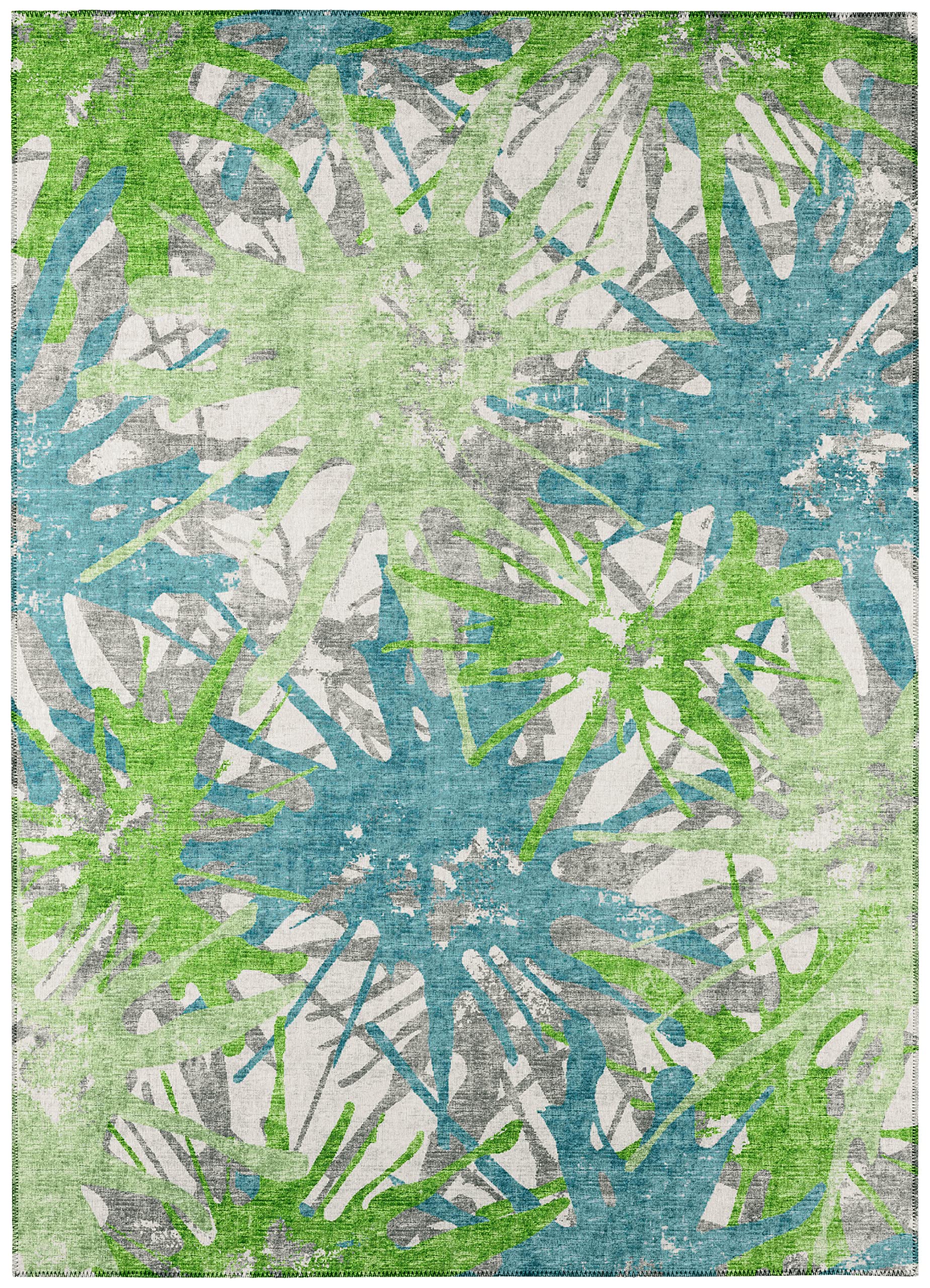 Addison Rugs Bravado ABV36 Green 8' x 8' Indoor Outdoor Round Area Rug - Machine Washable, Non-Shedding, Easy to Clean - Perfect for Bedroom, Living Room, Dining Room, Kitchen, Entryway & Patio - Durable Floor Mat for High Traffic Areas