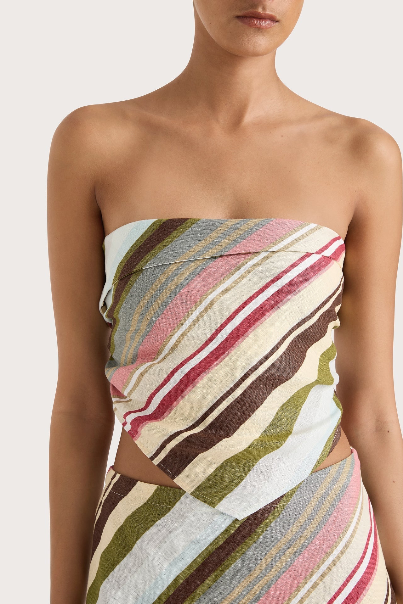 Antibes Strapless Top - Striped Women's Fashion Blouse for Summer, Beach & Party Wear