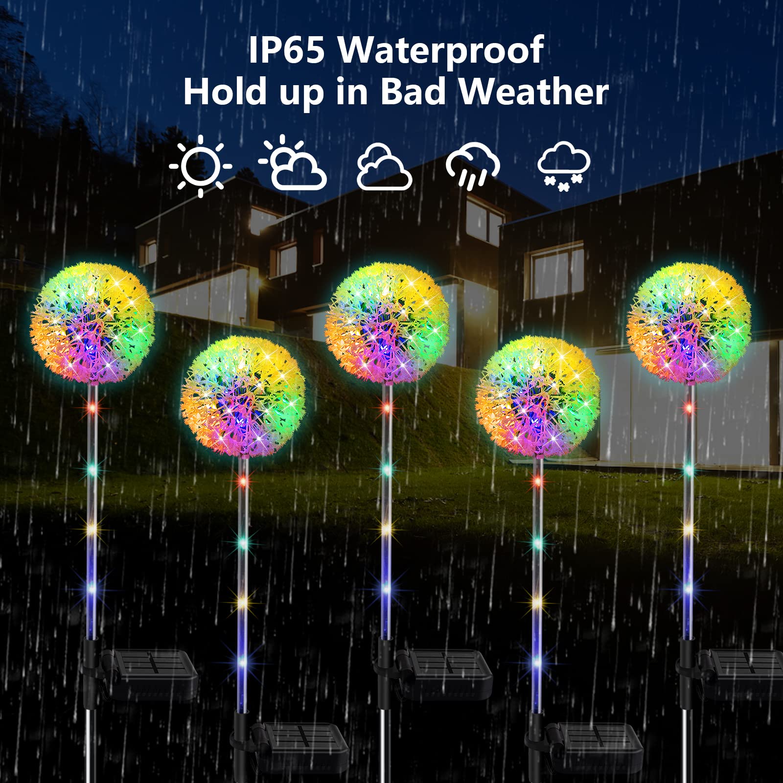Amouhom 4 Pack Solar Dandelion Garden Lights Outdoor - Waterproof Decorative Solar Lights for Yard, Patio, Pathway, Lawn & Landscape Decoration | Perfect for Backyard, Wedding, Party & Holiday Decor