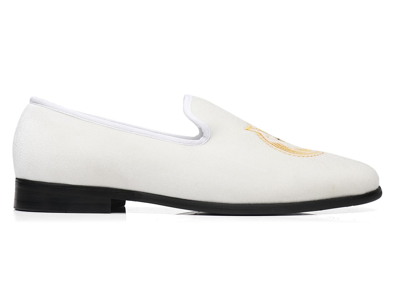 ELANROMAN Men's Velvet Embroidered Loafers - Fashionable 1.0 & 2.0 Dress Shoes for Wedding, Prom, Party & Formal Occasions - Comfortable Slip-On Shoes for Business, Office & Special Events