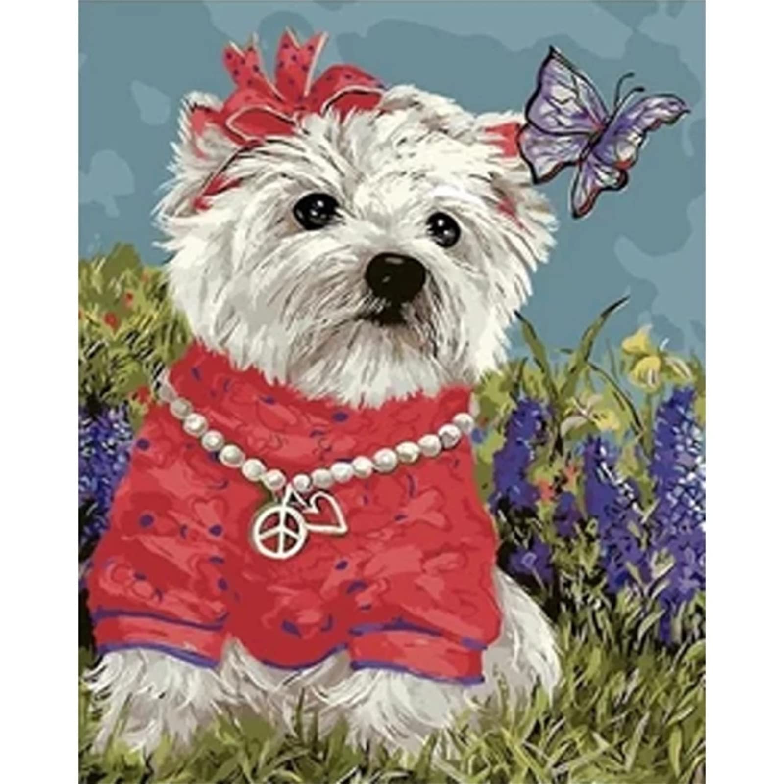 5D Diamond Painting Kit - Dog & Butterfly Design, 20x28 Inch (50x70cm) Square Full Drill Diamond Art for Adults & Beginners | DIY Home Wall Decor, Relaxing Craft Gift for Women, Birthday Present | Perfect for Stress Relief, Living Room Decor, Bedroom Artwork