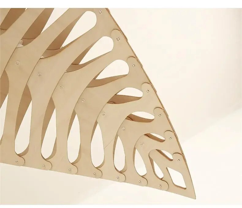 Handcrafted Wabi Sabi Wooden Fish Bone Pendant Chandelier - Unique Boho Home Decor for Living Room, Bedroom & Dining Area