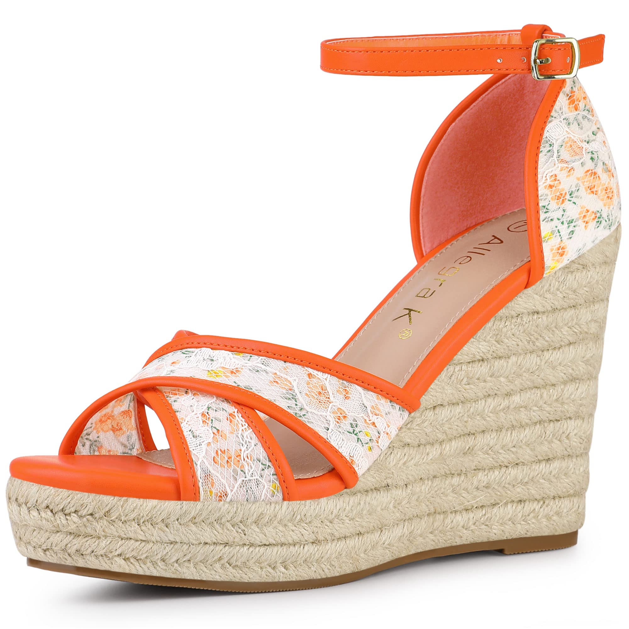 Allegra K Women's Espadrilles Lace-Up Wedge Sandals - Comfortable Summer Casual Shoes for Beach, Vacation & Outdoor Wear
