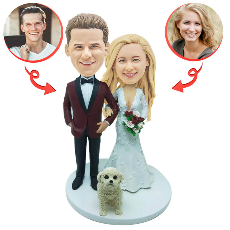 Personalized Wedding Cake Topper - Custom Bobblehead Couple Figurine for Wedding Cakes, Anniversary & Special Events | Unique Gift for Bride & Groom
