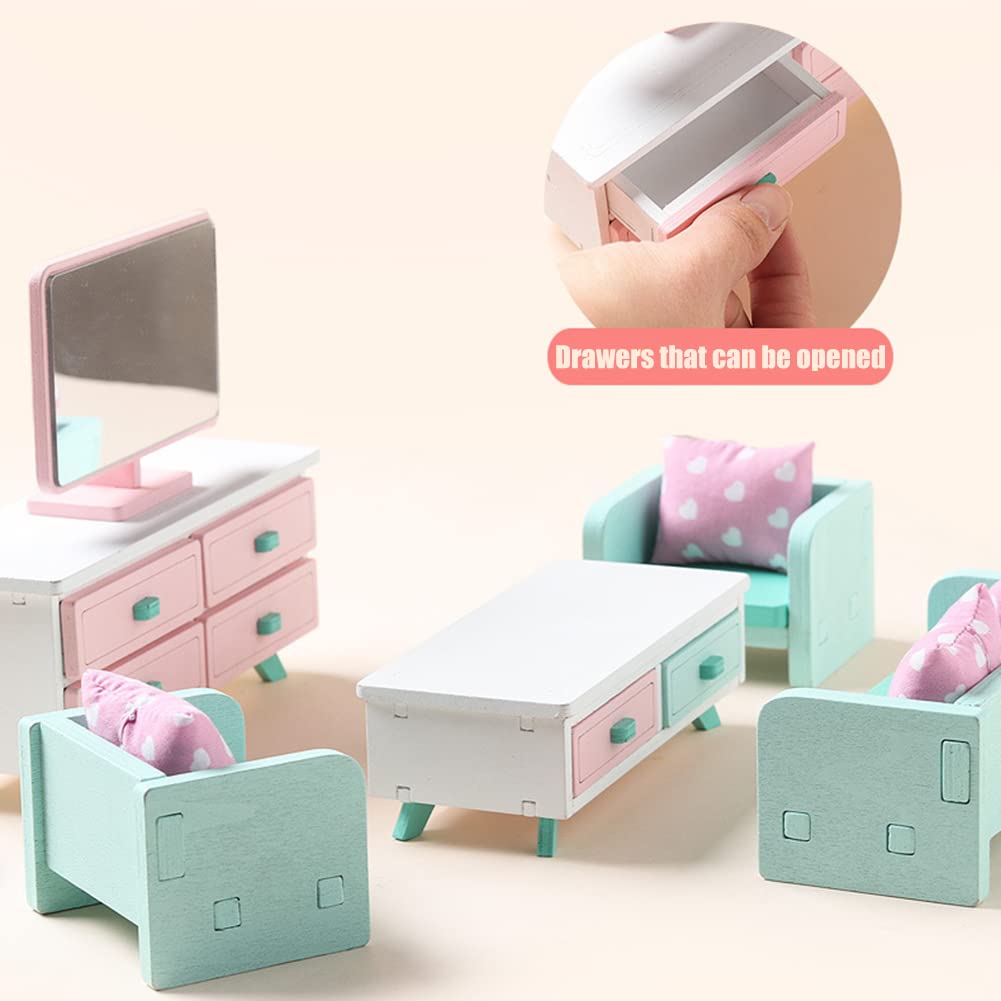 **Ikasus Miniature Wooden Dollhouse Furniture Set - Kitchen, Restaurant, Living Room & Bedroom Accessories | Cute Dollhouse Furnishings & Toy Gift for Kids | Perfect for Playtime, Room Decor & Collectibles**