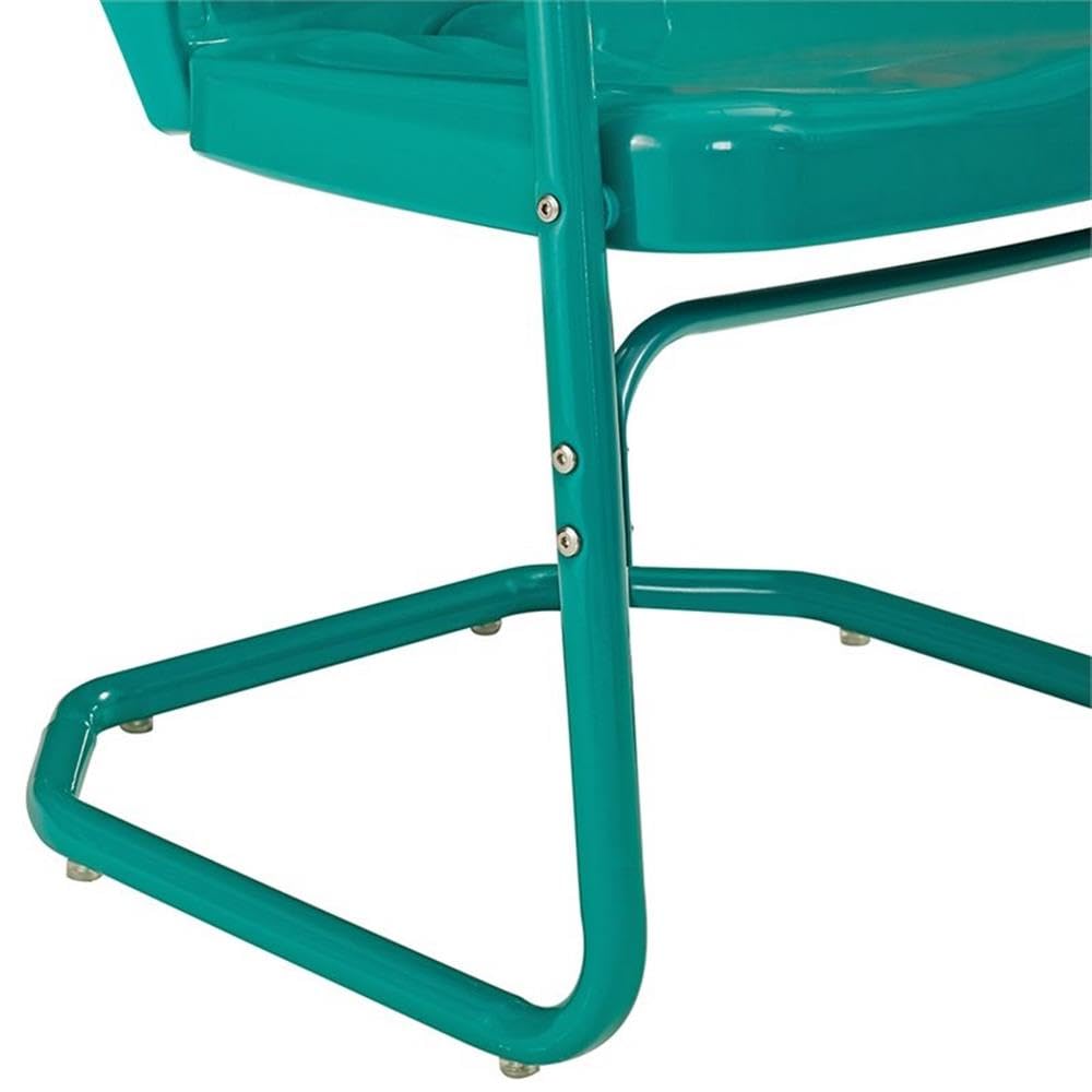 Pemberly Row Turquoise Gloss Metal Patio Chairs (Set of 2) - Outdoor Dining, Poolside Lounging, Garden Seating Furniture for Backyard & Patio