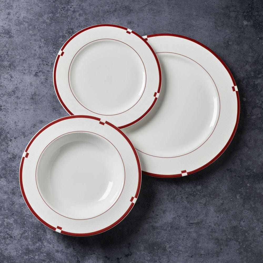 Jet Set Red Set of 4 Salad Plates - Elegant Dinnerware for Salads, Appetizers & Desserts | Perfect for Dinner Parties, Holiday Gatherings & Everyday Use