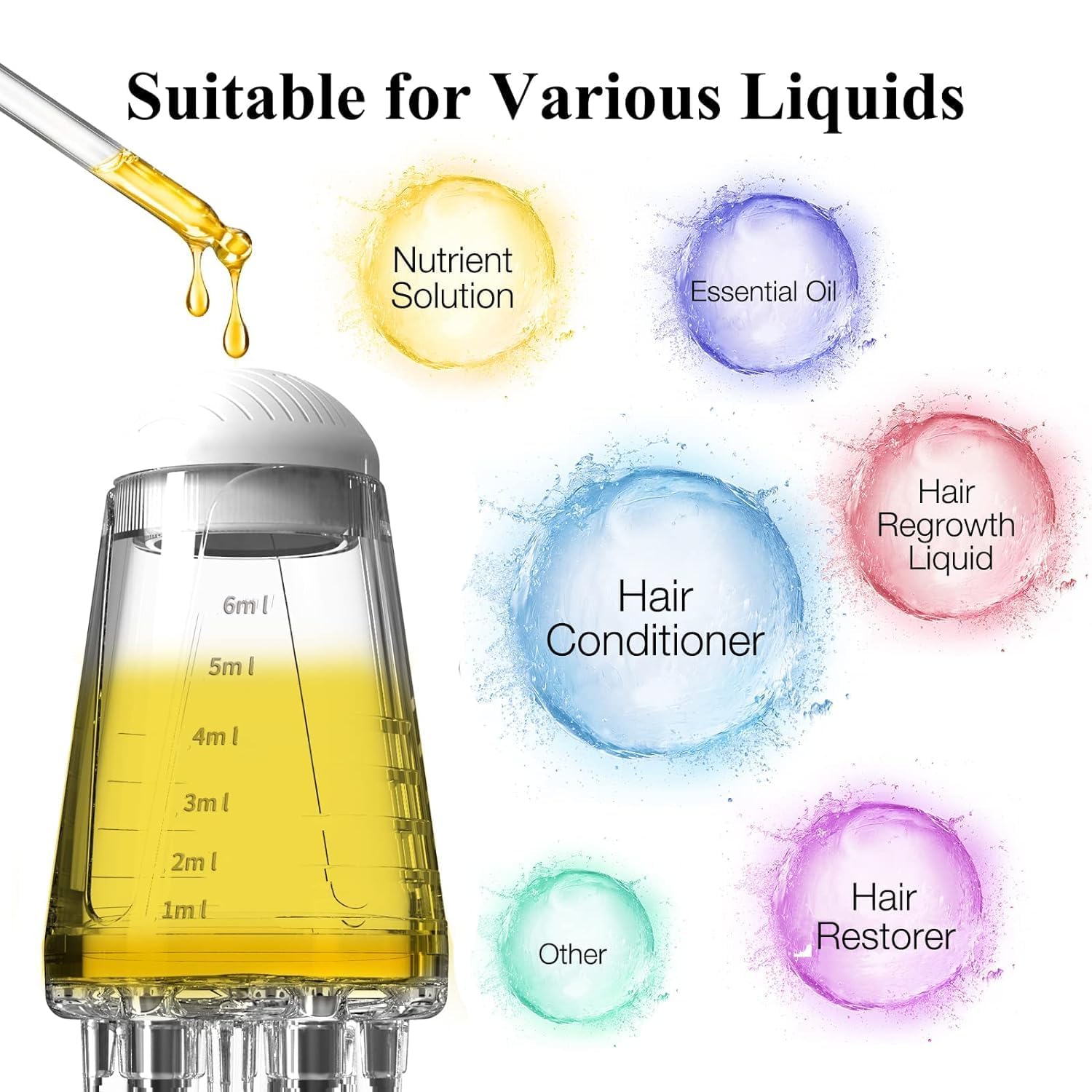 KREQU Hair Oil Applicator Bottle - 6ml Mini Portable Scalp Massager Comb for Hair Growth & Treatment | Perfect for Home Use, Travel & Salon Styling
