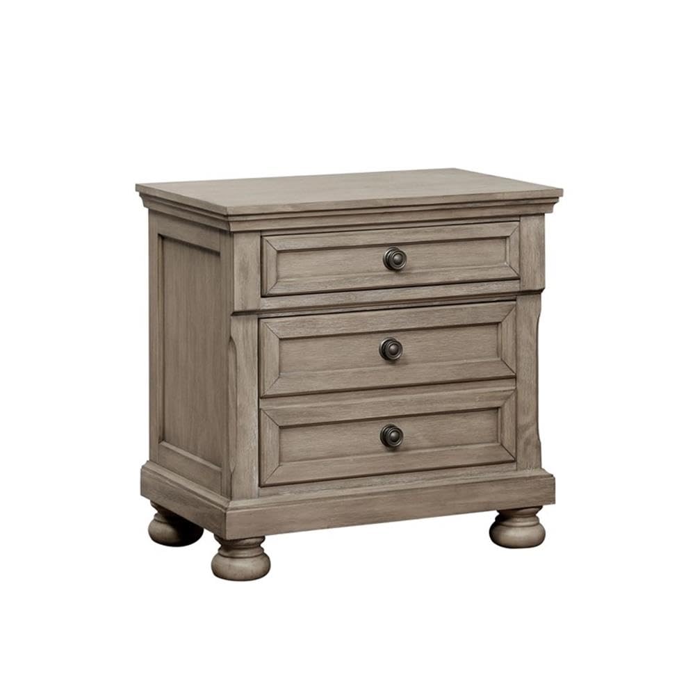 FOA Frigga Transitional 3-Piece Gray Wood Bedroom Set - King Size Bed & 2 Nightstands | Modern Bedroom Furniture for Master Suite & Guest Room