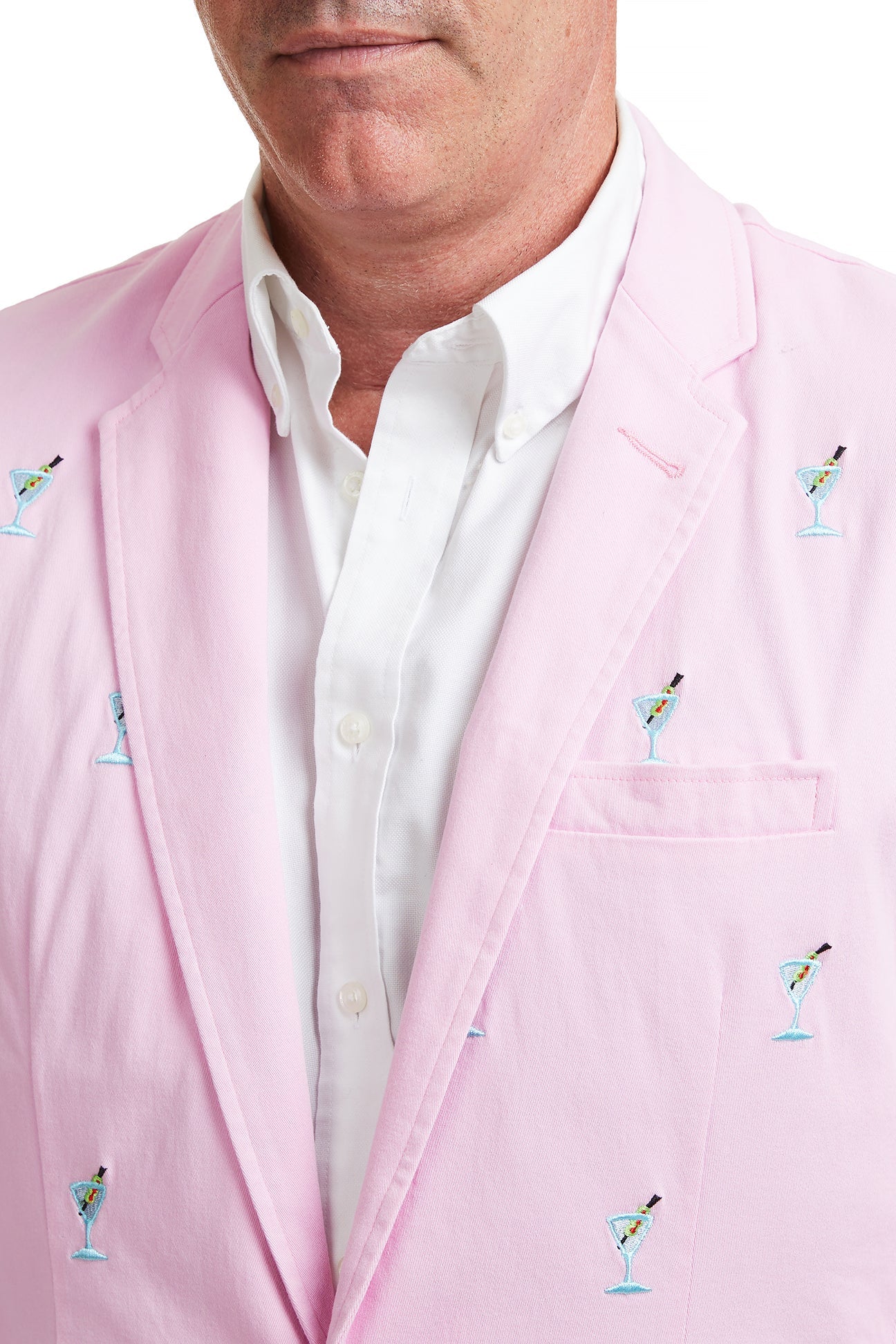 Stylish Pink Spinnaker Blazer with Martini Design - Perfect for Cocktail Parties, Weddings & Business Casual Outfits