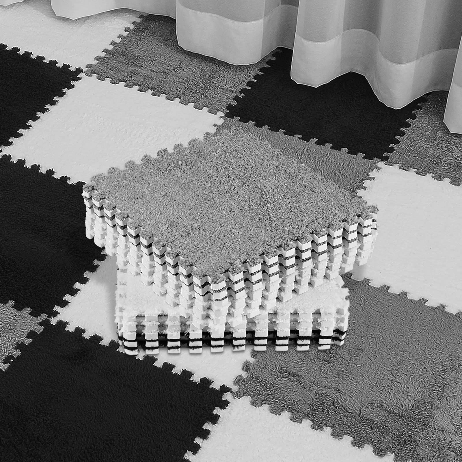 Amylove 36-Piece Plush Foam Play Mat - Soft Interlocking Floor Tiles for Kids Playroom & Nursery