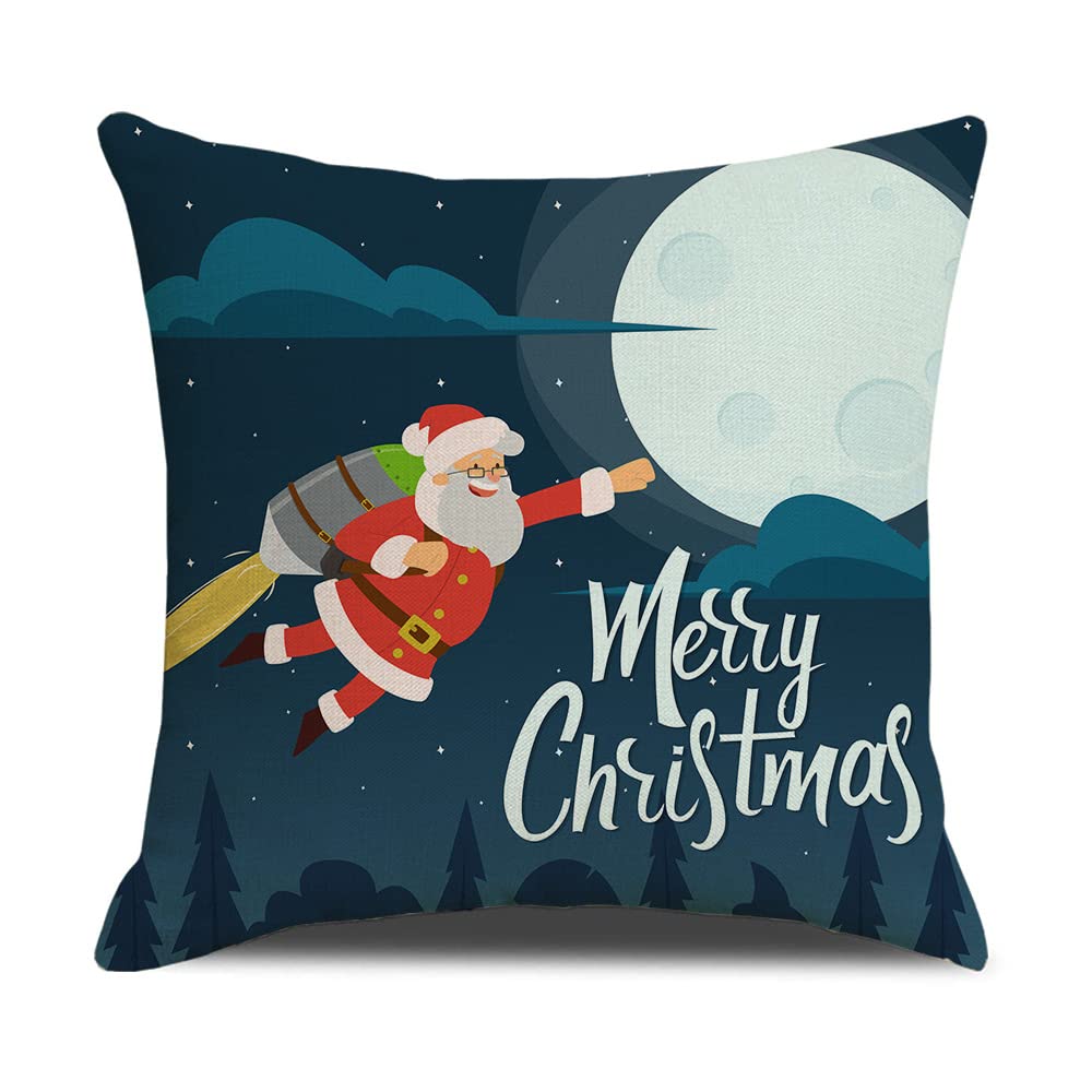 Farmhouse Christmas Pillow Covers Set of 4 - 18x18 Inch Buffalo Plaid Holiday Decor in Black & Red - Rustic Linen Sofa Couch Pillow Cases for Living Room, Bedroom & Seasonal Home Decor
