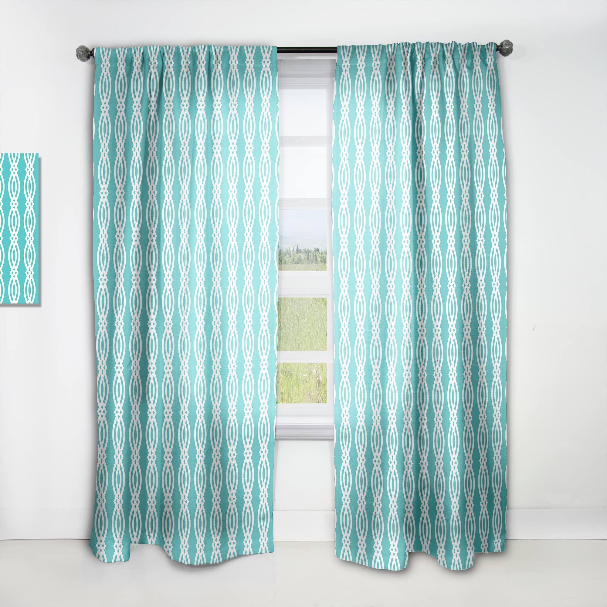 DesignQ Retro Abstract Pattern Thermal Insulated Curtains - Single Panel 52x90 Inches - Bedroom & Living Room Window Drapes for Home Decor, Noise Reduction & Energy Efficiency