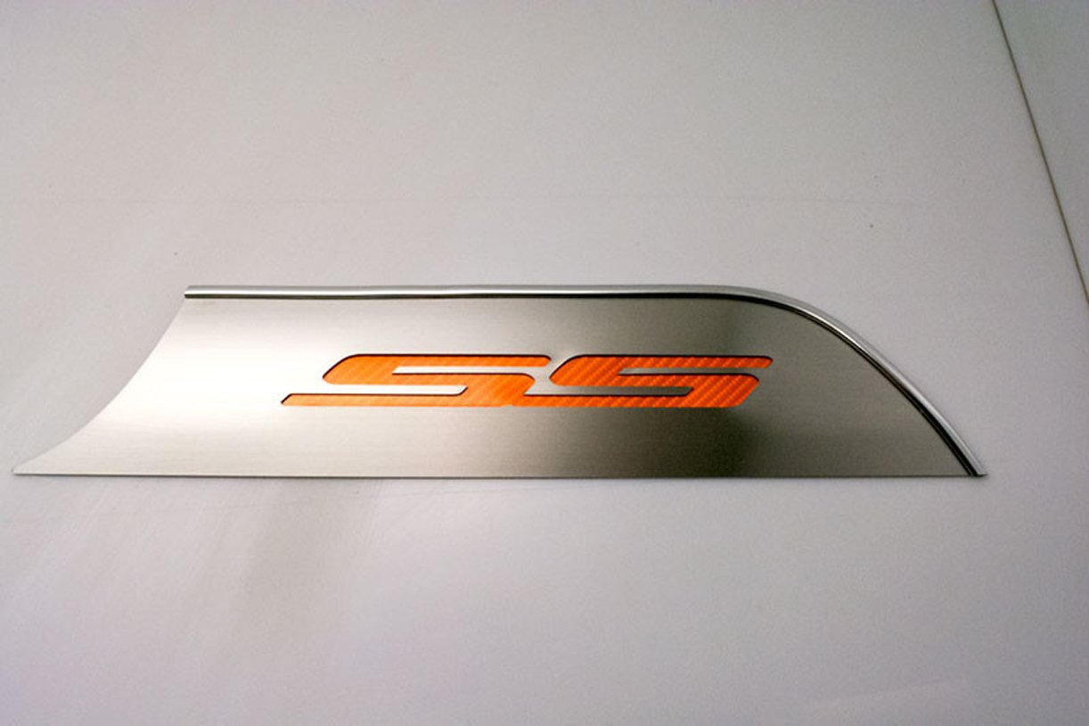 American Car Craft Blue Door Kick Plate 2-Piece - SS Brushed CF for Car Protection