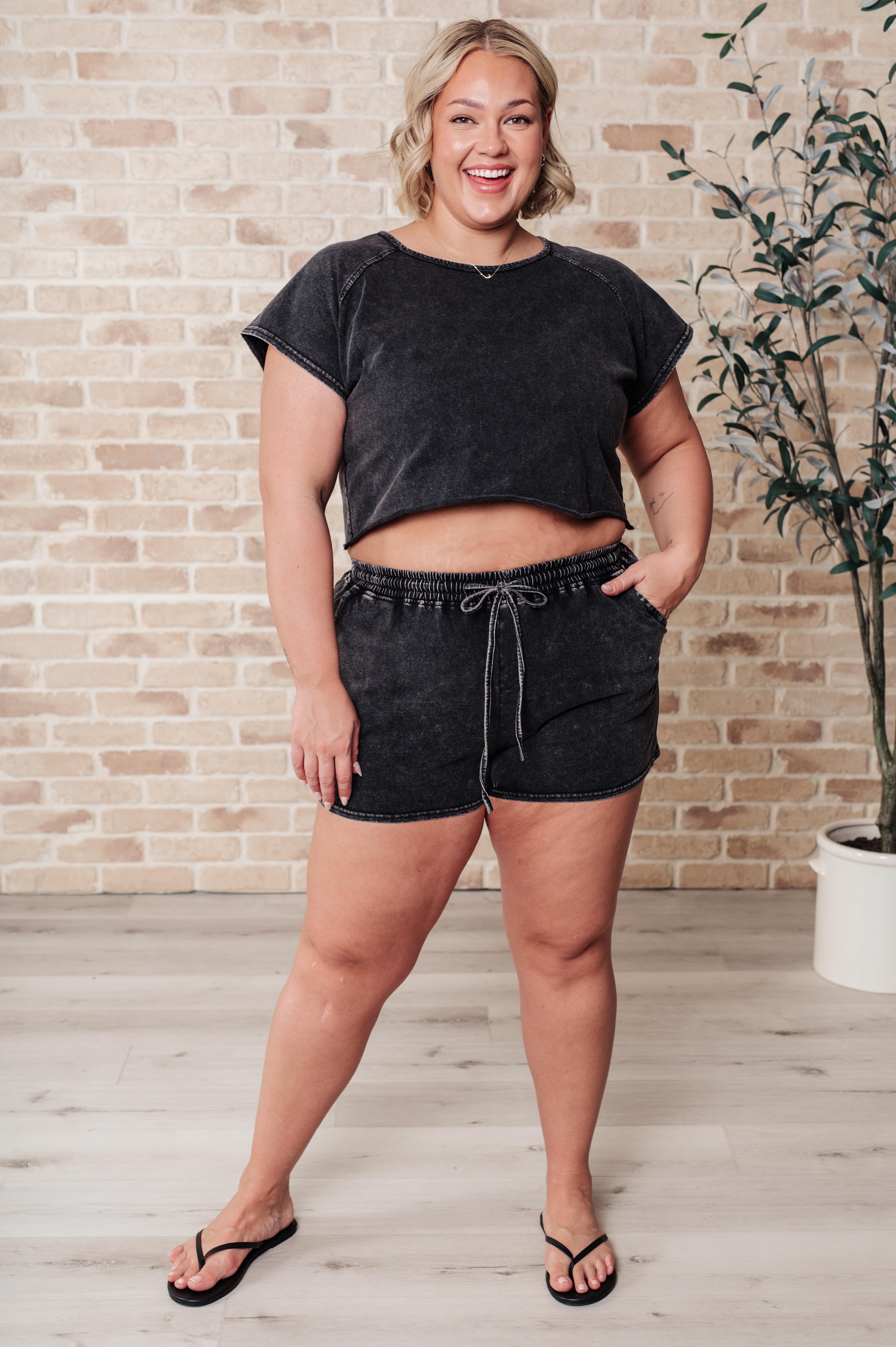 Back to Reality Mineral Wash Short Set - Stylish & Comfortable Women's Shorts for Summer, Beach, and Casual Wear