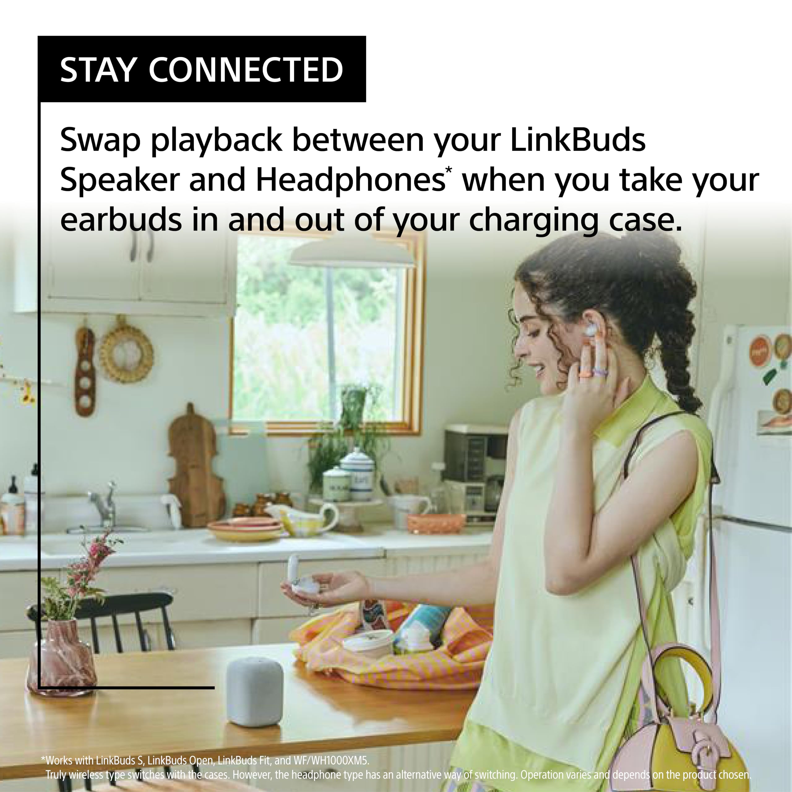 Sony LinkBuds Wireless Bluetooth Speaker - Portable, Waterproof, 16H Playtime - Perfect for Outdoor, Travel, Home & Party Use (Black)