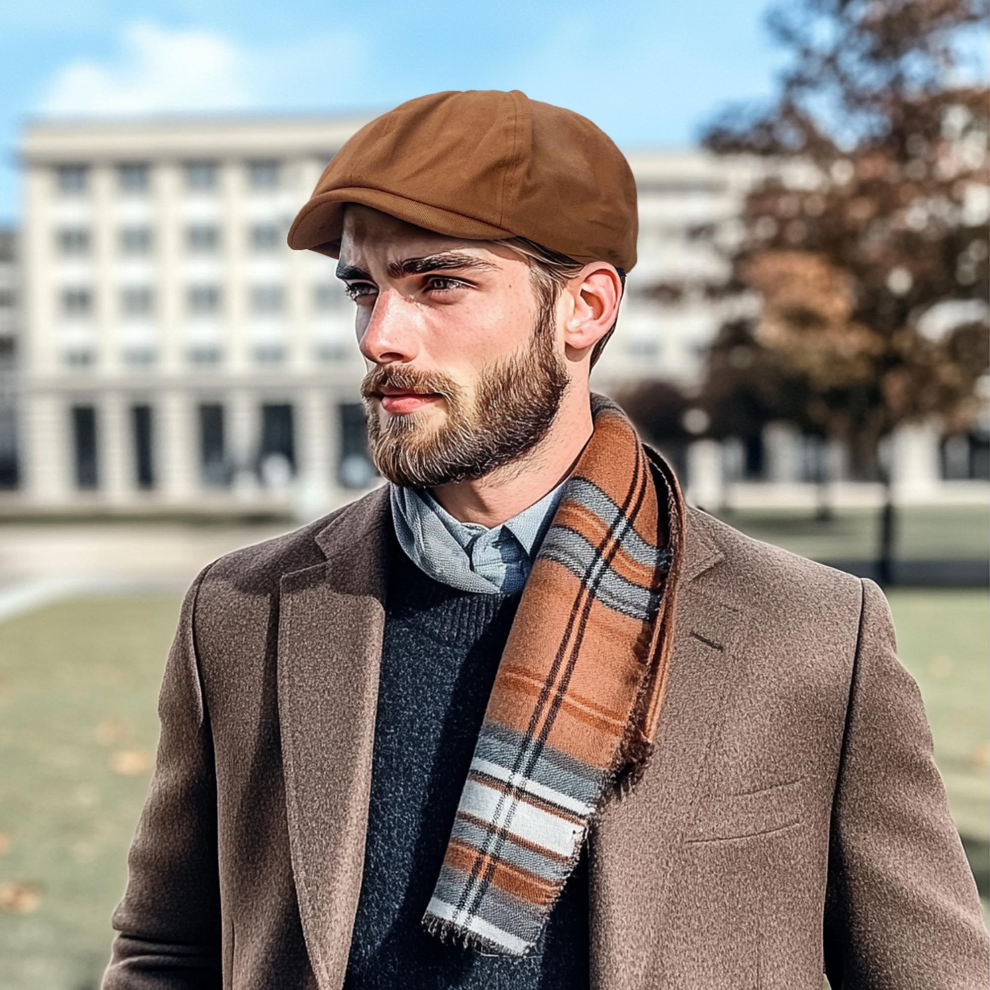 CLAPE Classic 8-Panel Cotton Flat Ivy Driving Hat - Newsboy Cap, Golf Cabbie Beret for Men & Women - Perfect for Driving, Golfing, and Casual Outfits