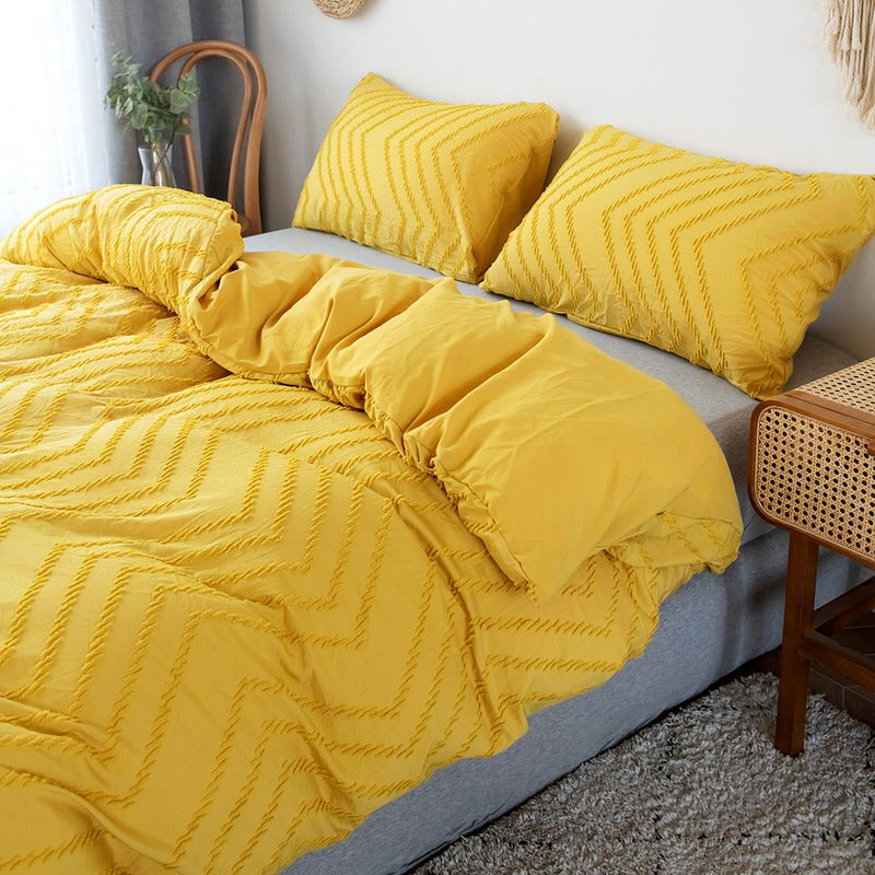 Zig Zag Fringe Duvet Cover Set - Bohemian Style Bedding for Queen/King Size - Perfect for Boho Chic Bedroom Decor & Guest Room Makeover