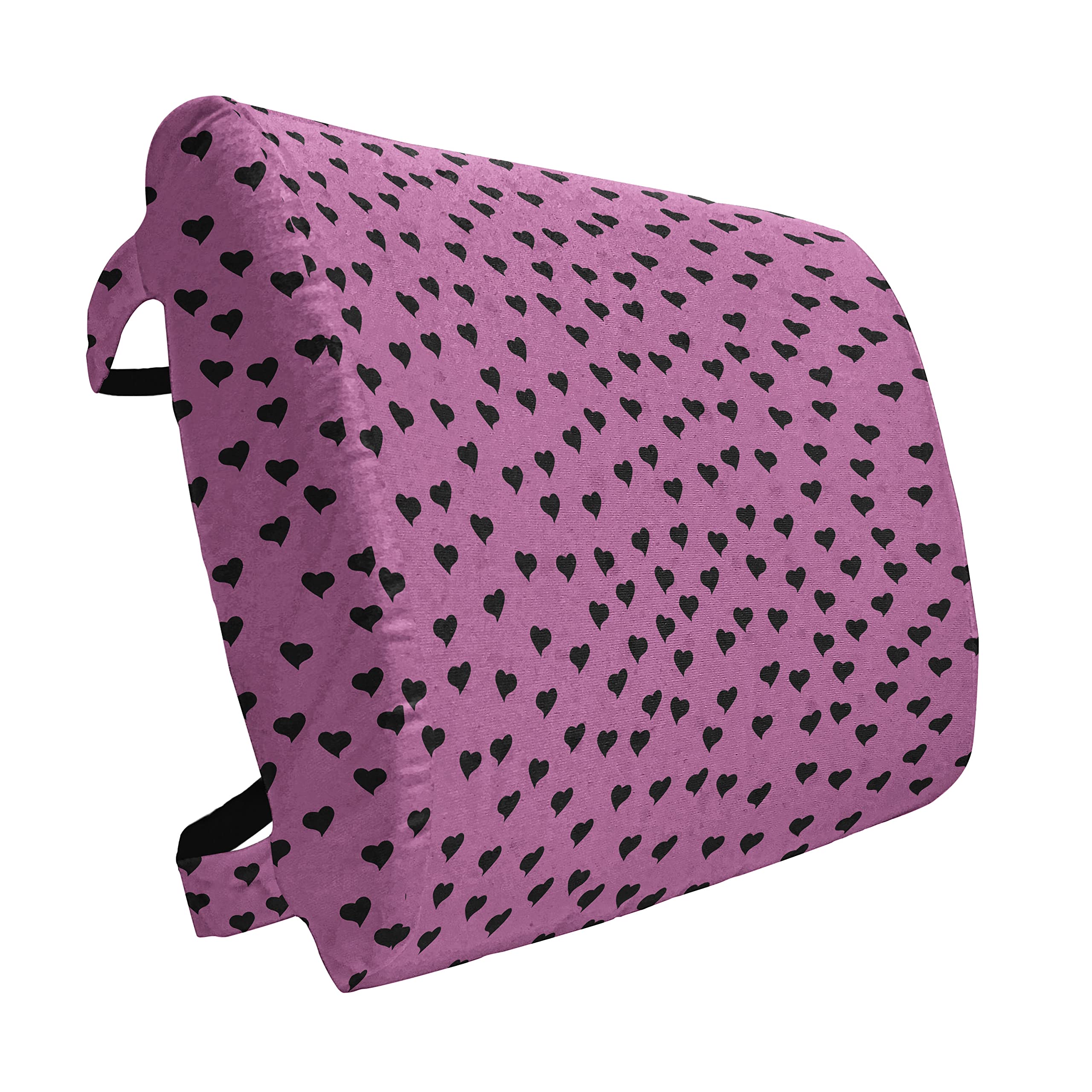 Ambesonne Hot Pink Lumbar Support Pillow with Black Hearts - 14