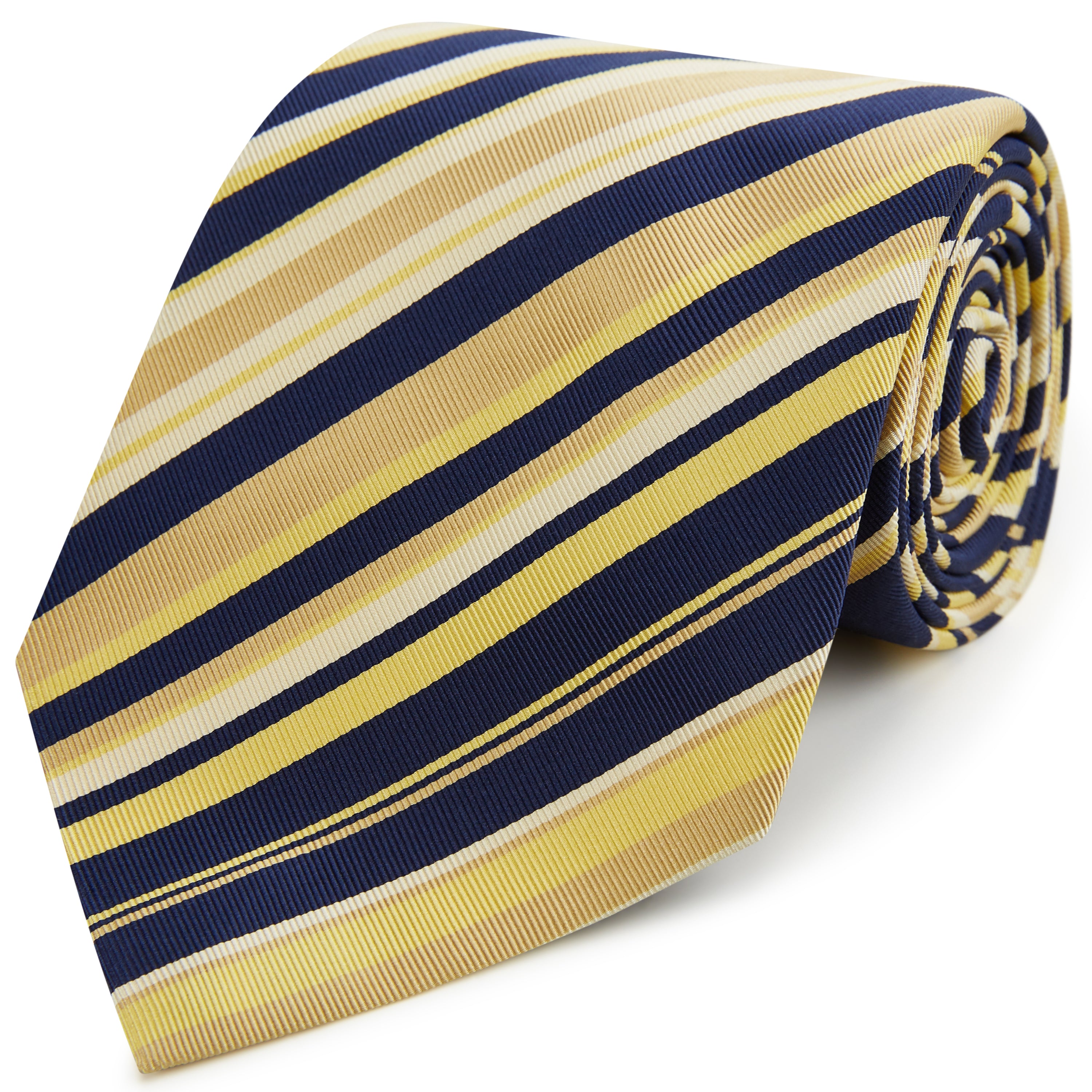 Navy and Yellow Irregular Woven Silk Tie for Men - Elegant Handmade Necktie for Business, Weddings & Formal Occasions