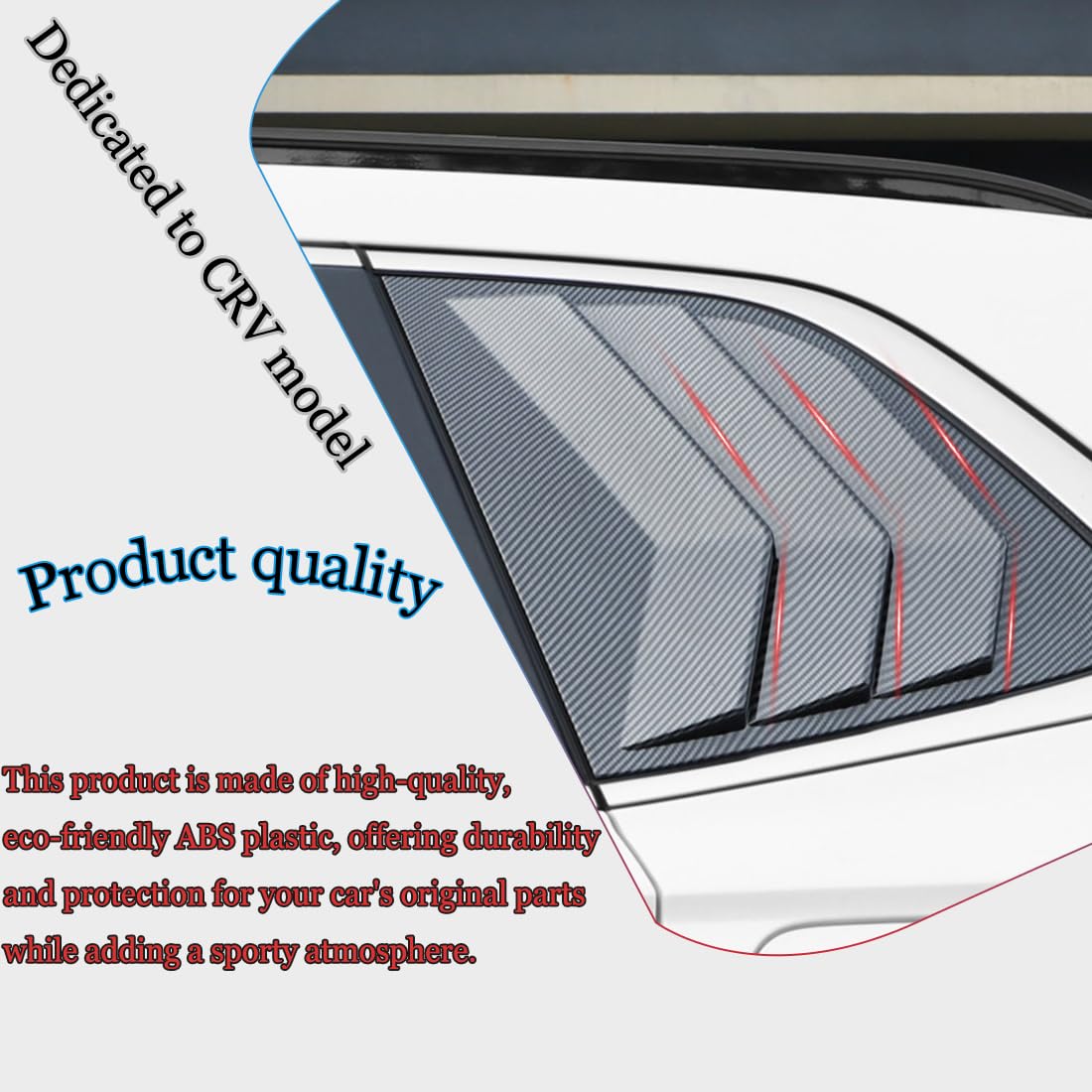 2Pcs Rear Side Window Louvers Air Vent Scoop Shades for Honda CRV CR-V 2023 2024 2025 - ABS Carbon Fiber Style Interior Accessories | Sporty Upgrade & Sun Protection for SUV Windows