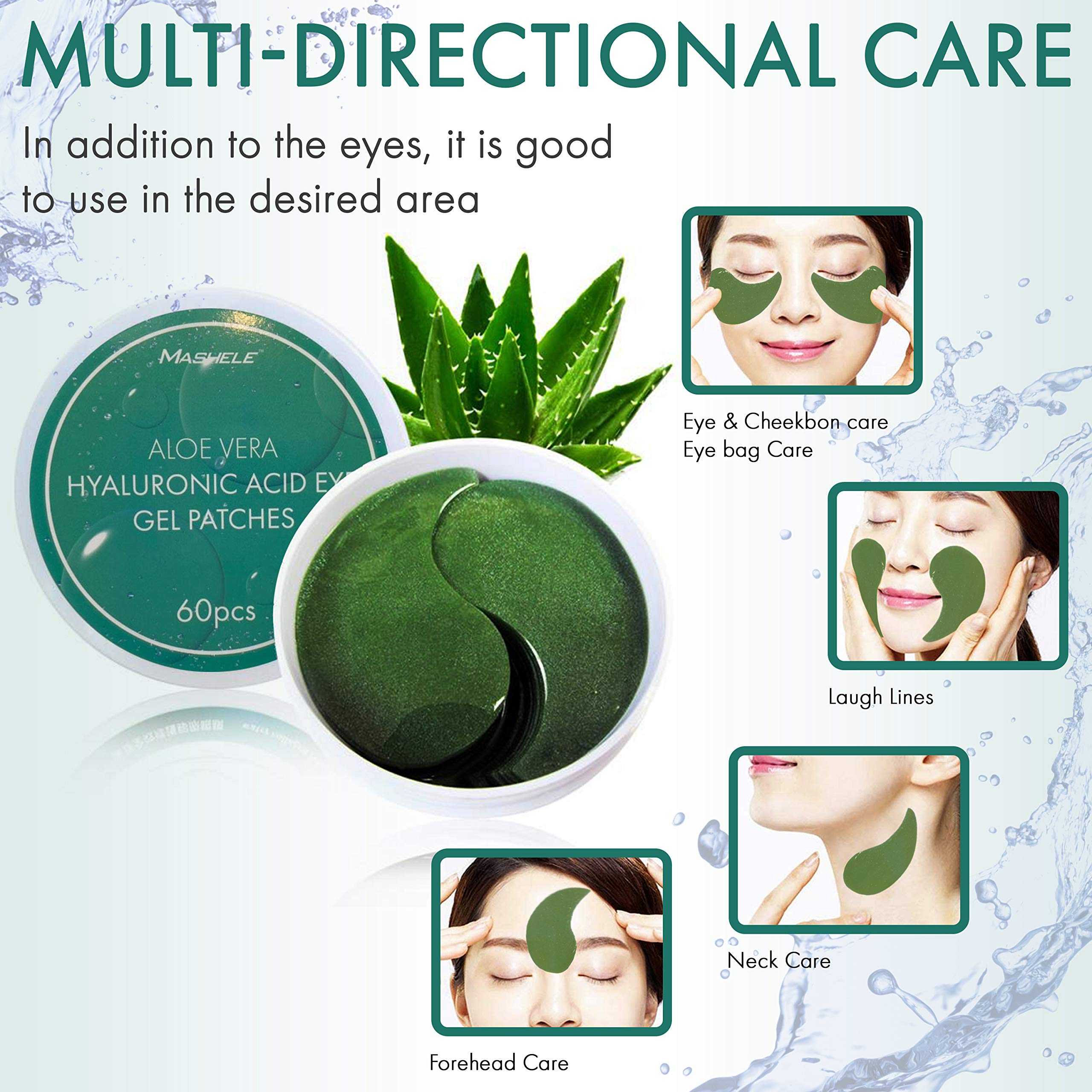 60pcs Korean Aloe Vera Collagen Under Eye Gel Patches - Dark Circle & Puffiness Treatment, Anti-Wrinkle Eye Mask for Women & Men - Hydrating & Soothing for Tired Eyes | Perfect for Night Routine, Travel & Post-Makeup Care