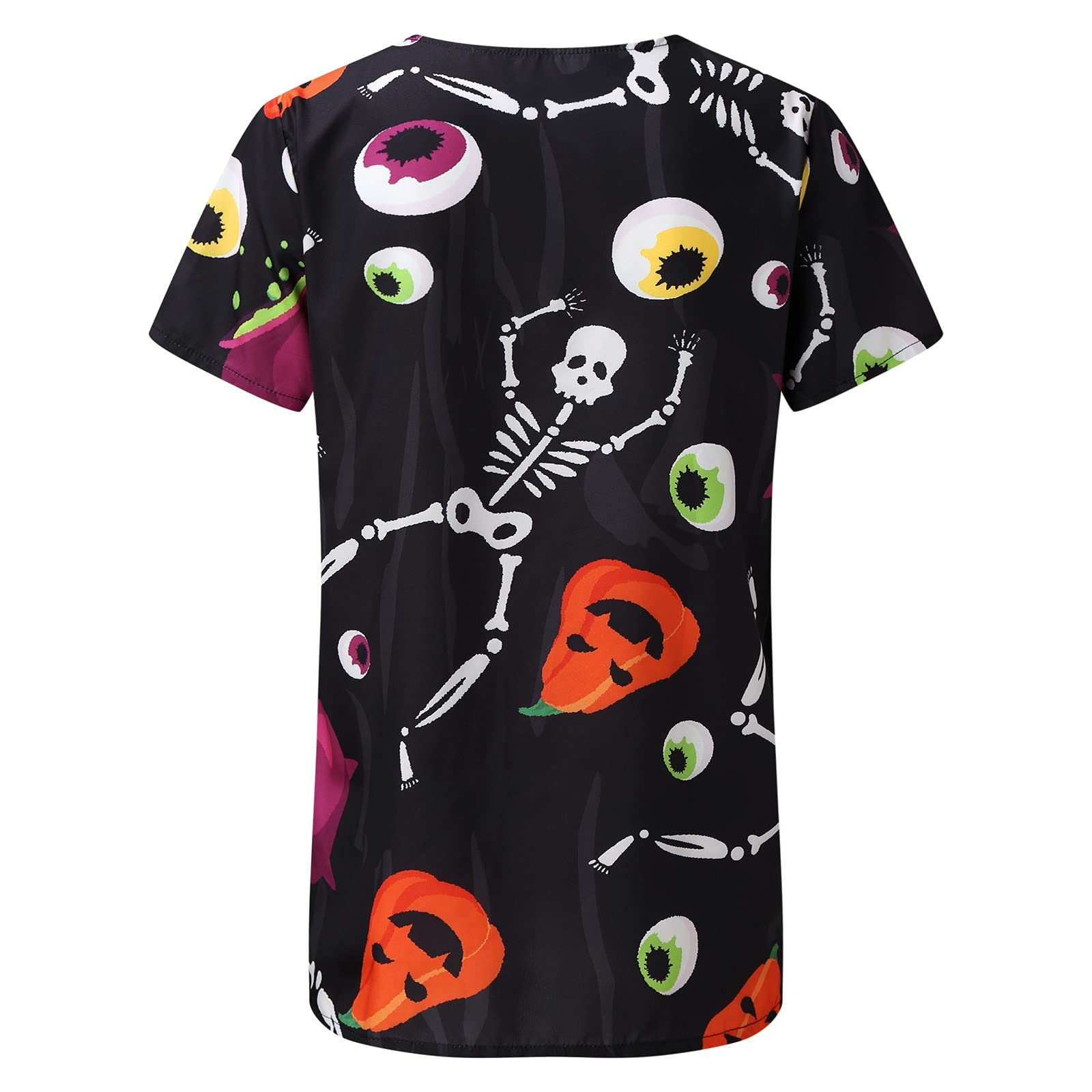 Halloween T-Shirt for Women - Ghost Print Vintage Tee with O-Neck & Short Sleeve - Loose Flowy Fit - Perfect for Costume Parties, Trick or Treating & Spooky Season Outfits
