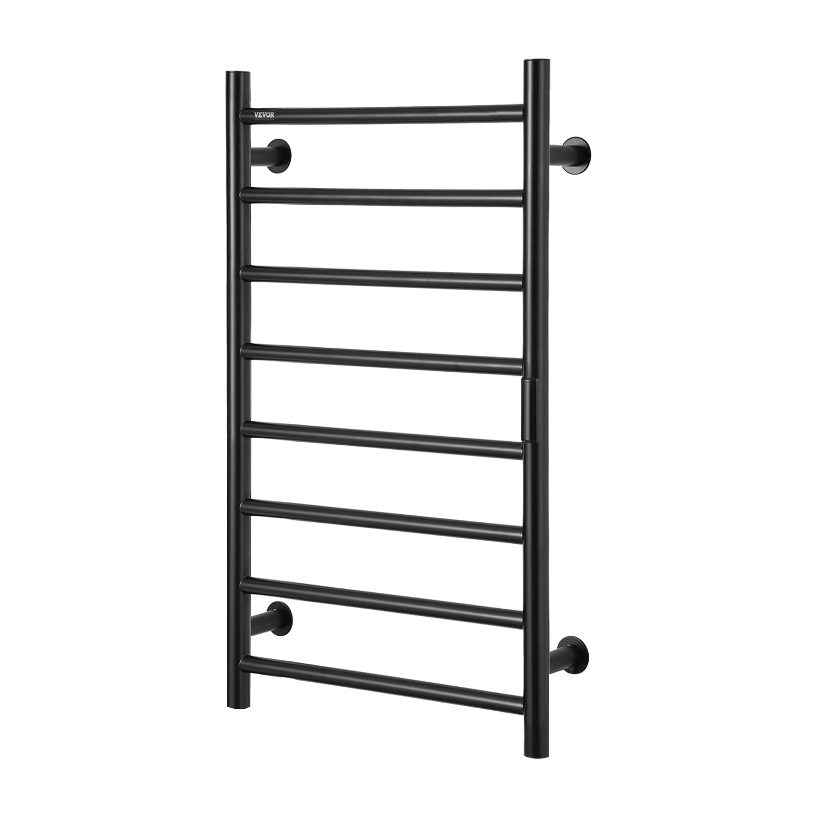 VEVOR 8-Bar Wall Mounted Heated Towel Rack for Bathroom - IPX5 Waterproof Towel Warmer with Timer, LED Display & 5 Adjustable Temperature Settings - Perfect for Spa, Luxury Hotels & Home Bathroom (Black)