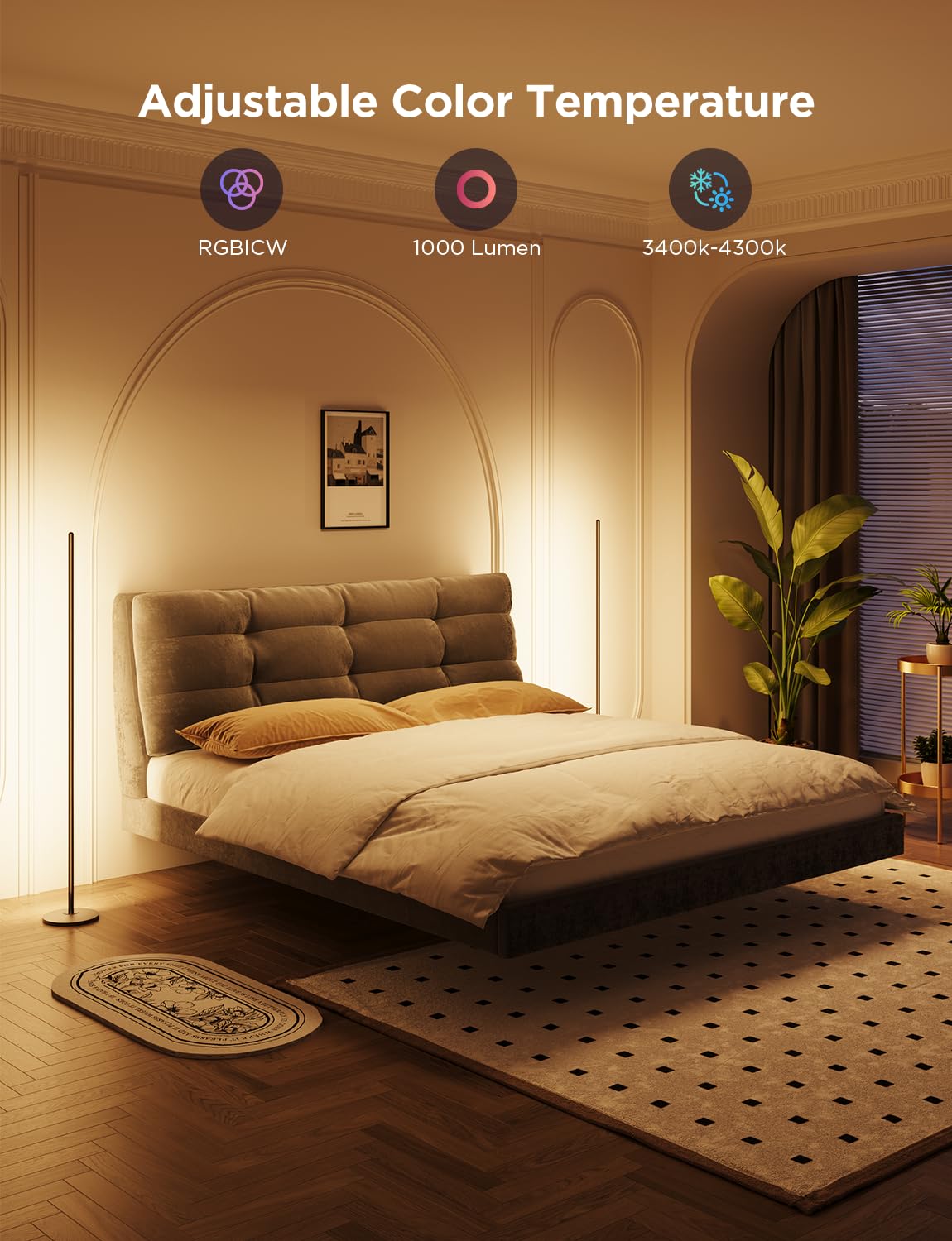 Govee RGBIC Smart LED Floor Lamp - 61 Scene Modes, Music Sync, Modern Corner Standing Lamp for Living Room & Bedroom | Mood Lighting, Home Decor, Gaming Setup