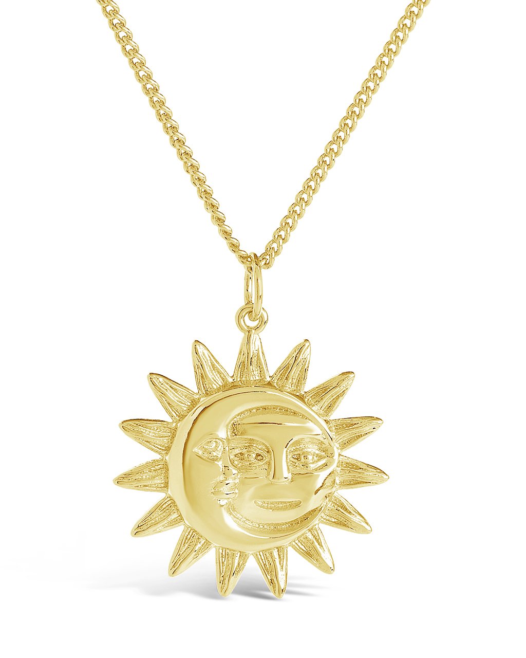Moon and Sun Face Pendant Necklace - Celestial Jewelry for Women, Boho Chic Necklace, Spiritual Gift for Her - Perfect for Yoga, Meditation & Festival Outfits