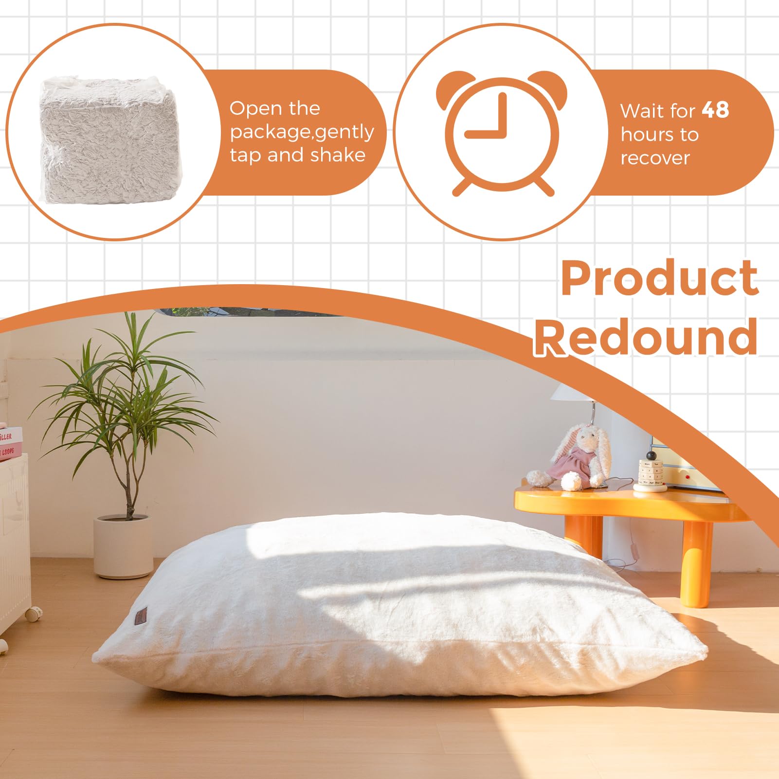 MAXYOYO 3-in-1 Kids Bean Bag Chair Bed - Convertible Faux Fur Floor Sofa for Children, Gaming, Reading & Nap Time (Beige) | Perfect for Playroom, Bedroom & Dorm Decor