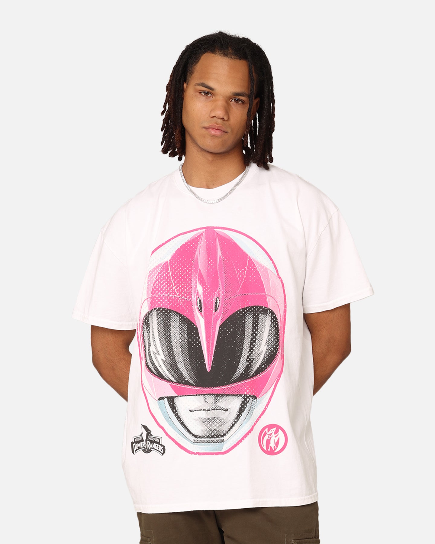 Power Rangers Pink Ranger Big Head Heavyweight T-Shirt - American Thrift Vintage Style - Perfect for Cosplay, Halloween Costumes & Fan Merchandise