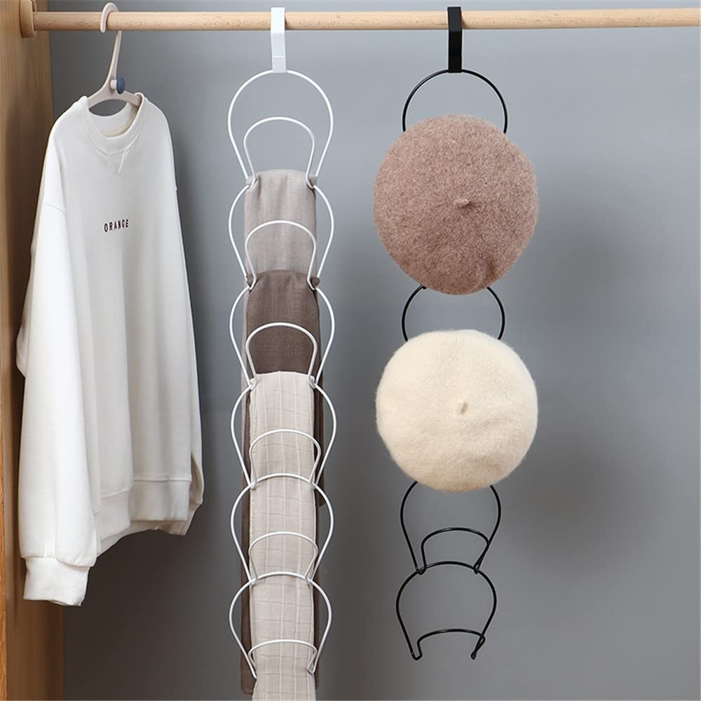 Detachable Baseball Cap Rack & Hat Display Holder - Round Storage Shelf for Door Closet, Clothes, Scarves & Towels - White Home Organizer - Perfect for Bedroom, Entryway & Closet Organization