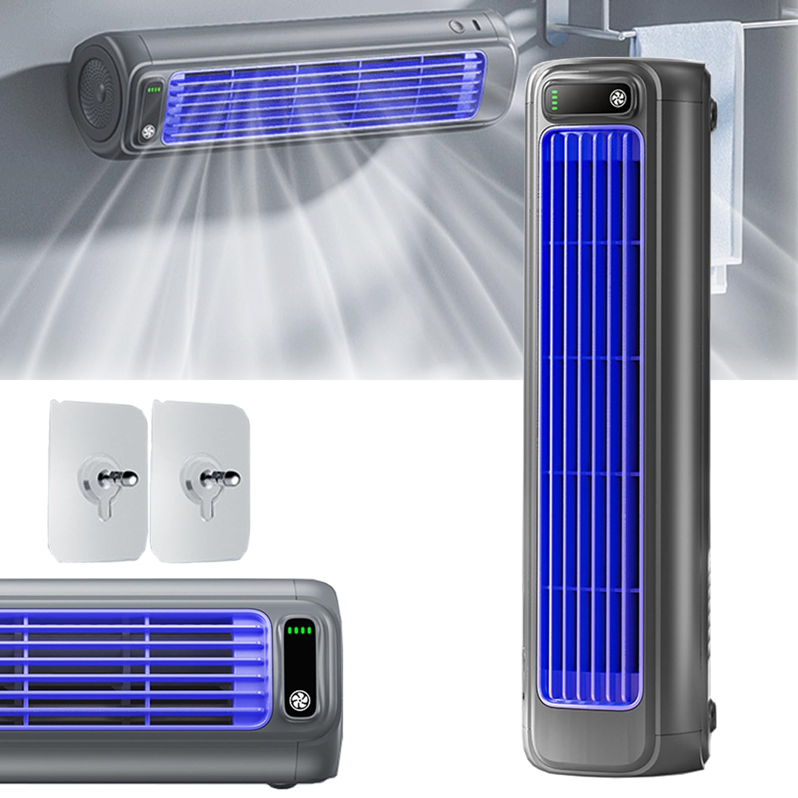 Libiyi Portable Air Conditioner Fan - 3 Speed Cooling Fan with LED Touch Screen, Personal Air Cooler for Home, Office, Bedroom & Outdoor Patio Use (Gray)