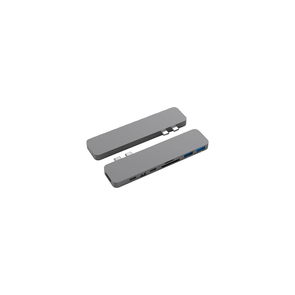 Sanho HyperDrive PRO 8-in-2 USB-C Hub for MacBook Pro - Silver | Multi-Port Adapter with 4K HDMI, USB 3.0, SD Card Reader | Perfect for Work, Travel & Home Office