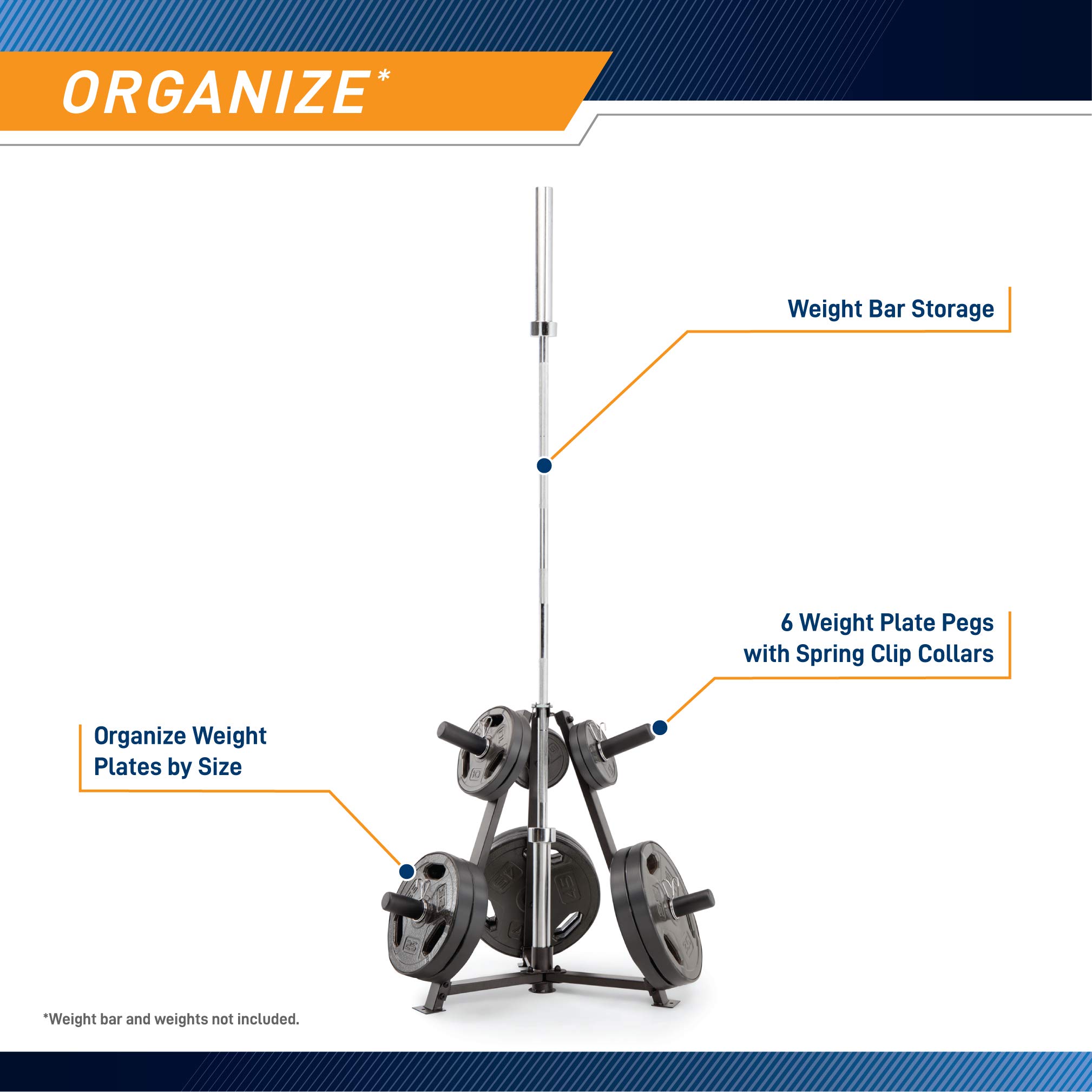 Marcy Olympic Weight Plate Tree for 2-Inch Plates - Heavy Duty Weight Storage Rack for Home & Commercial Gyms - Organize Olympic Bumper Plates & Free Weights
