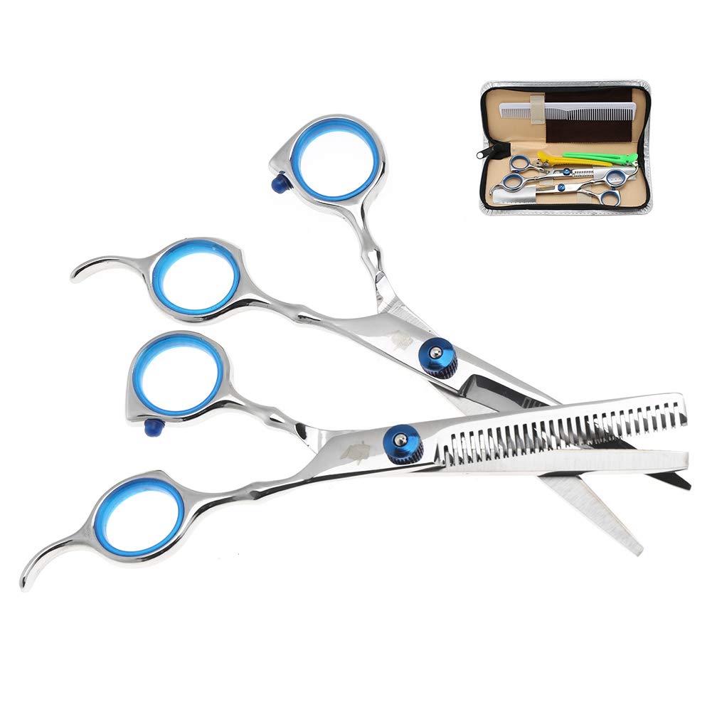 Professional Set of 2 Hair Cutting & Thinning Scissors with Upgraded Blue Screw (XK01-BB) - Perfect for Salon Stylists & Home Haircuts