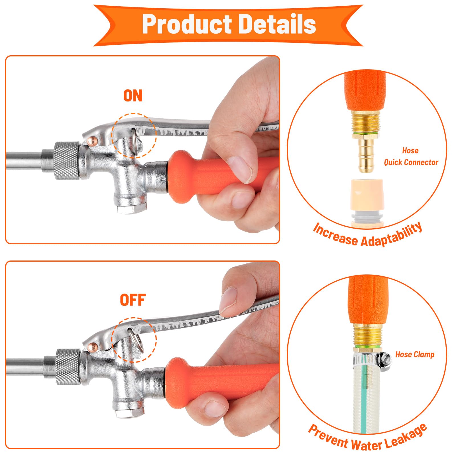 2 Pack 29 Inch Heavy Duty Brass Spray Wand with Adjustable Nozzle - 1/4